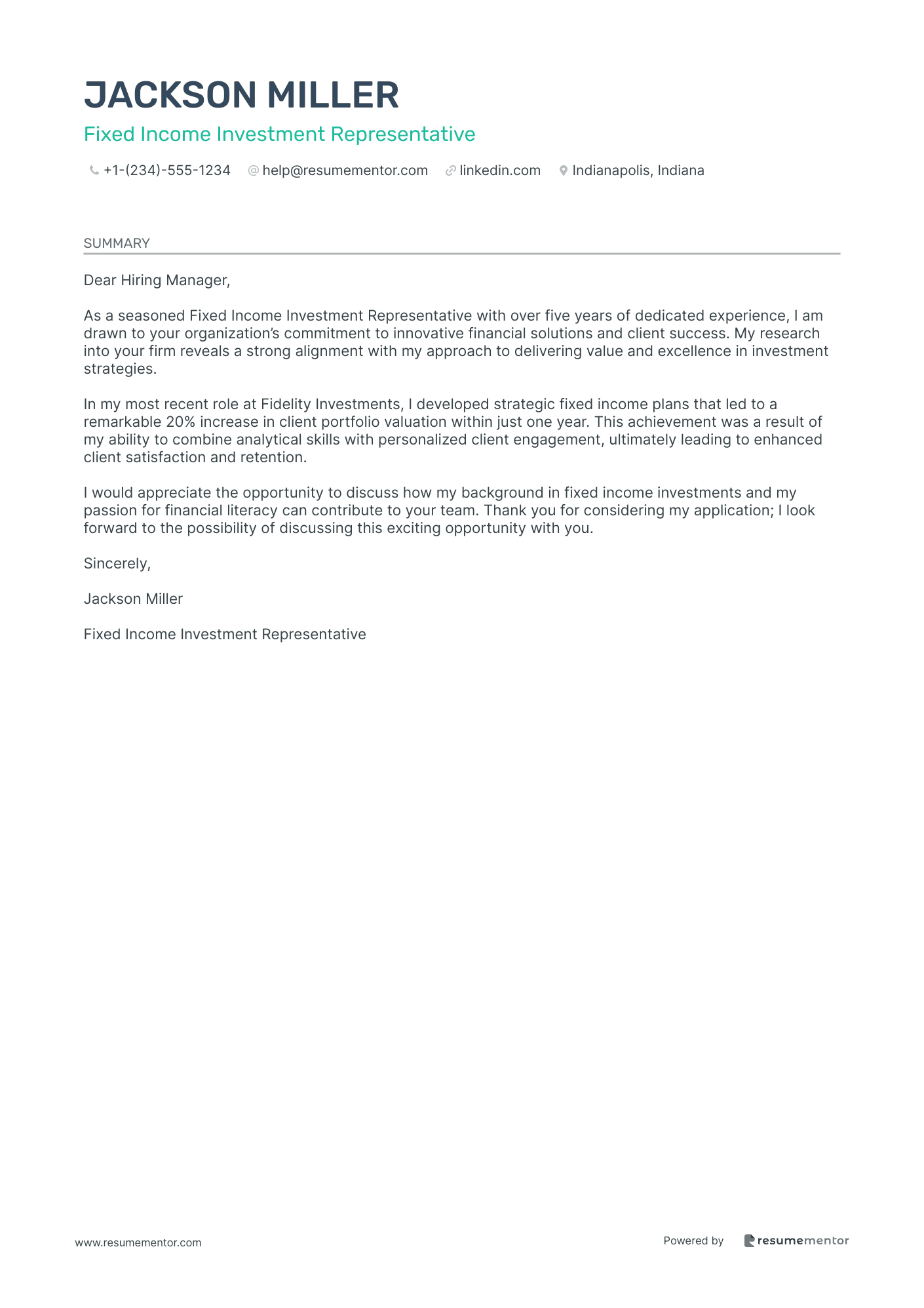Fixed Income Investment Representative
