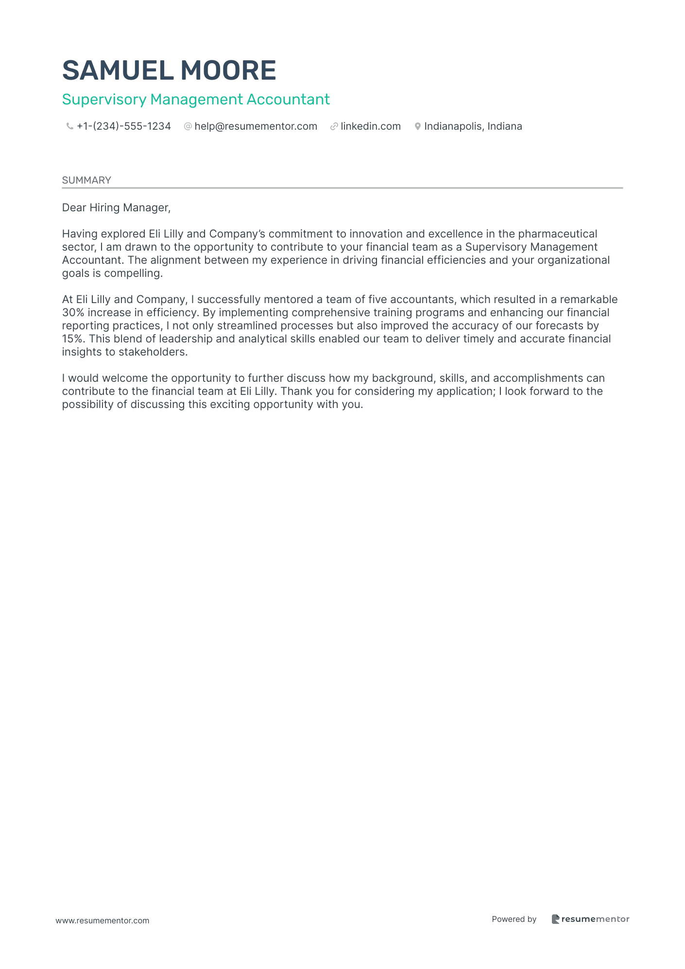 Supervisory Management Accountant
