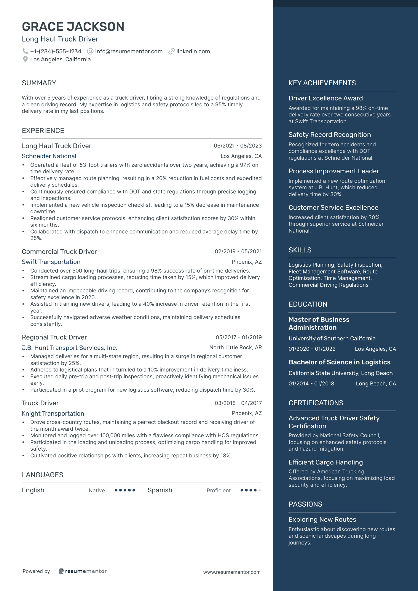 Long Haul Truck Driver