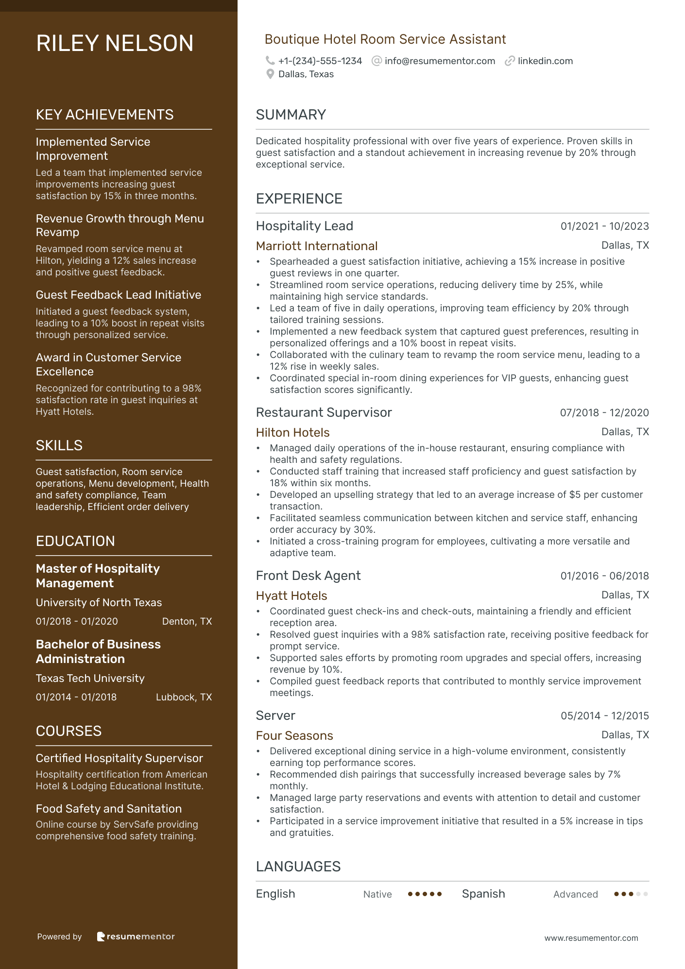 Boutique Hotel Room Service Assistant