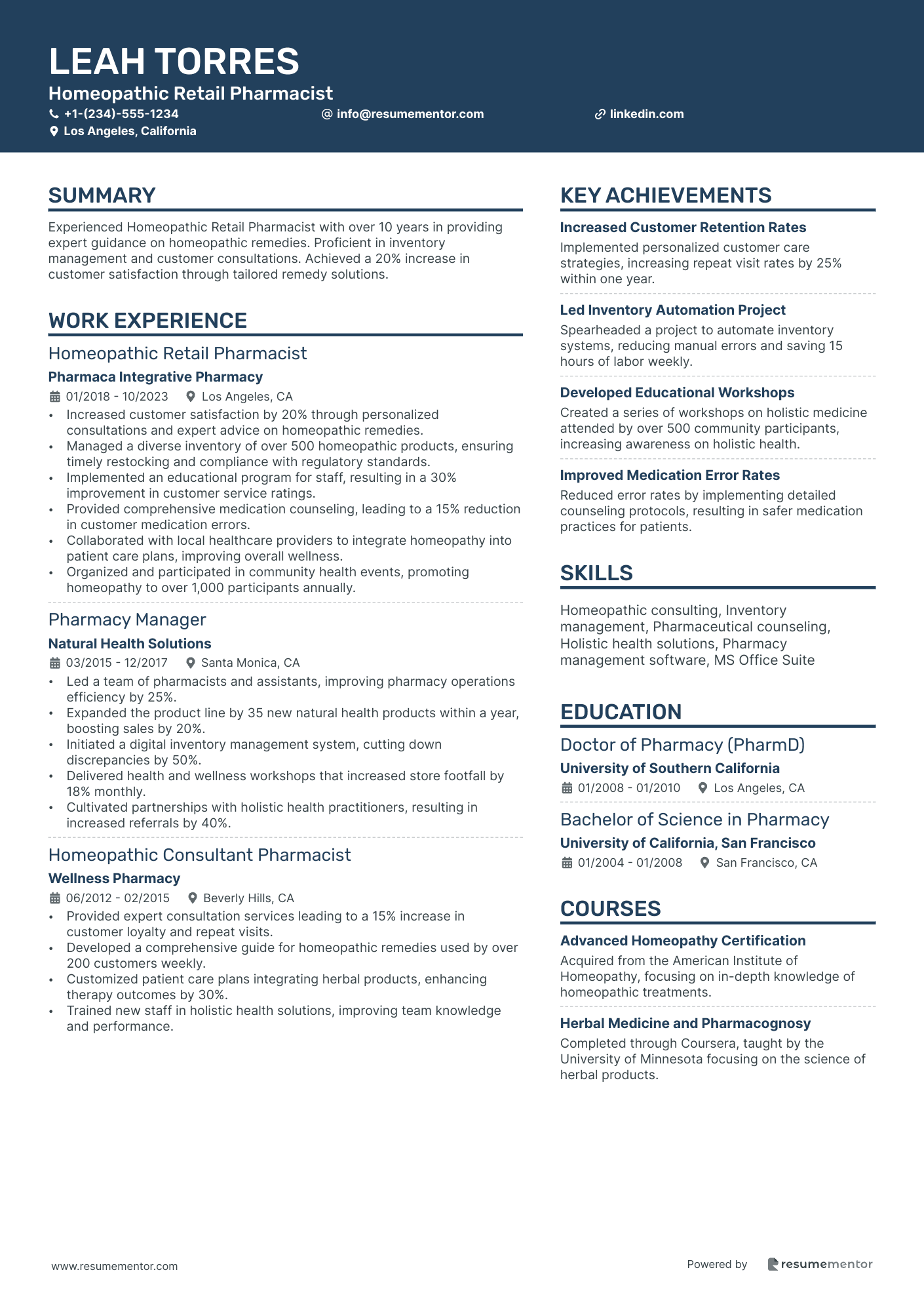 Homeopathic Retail Pharmacist