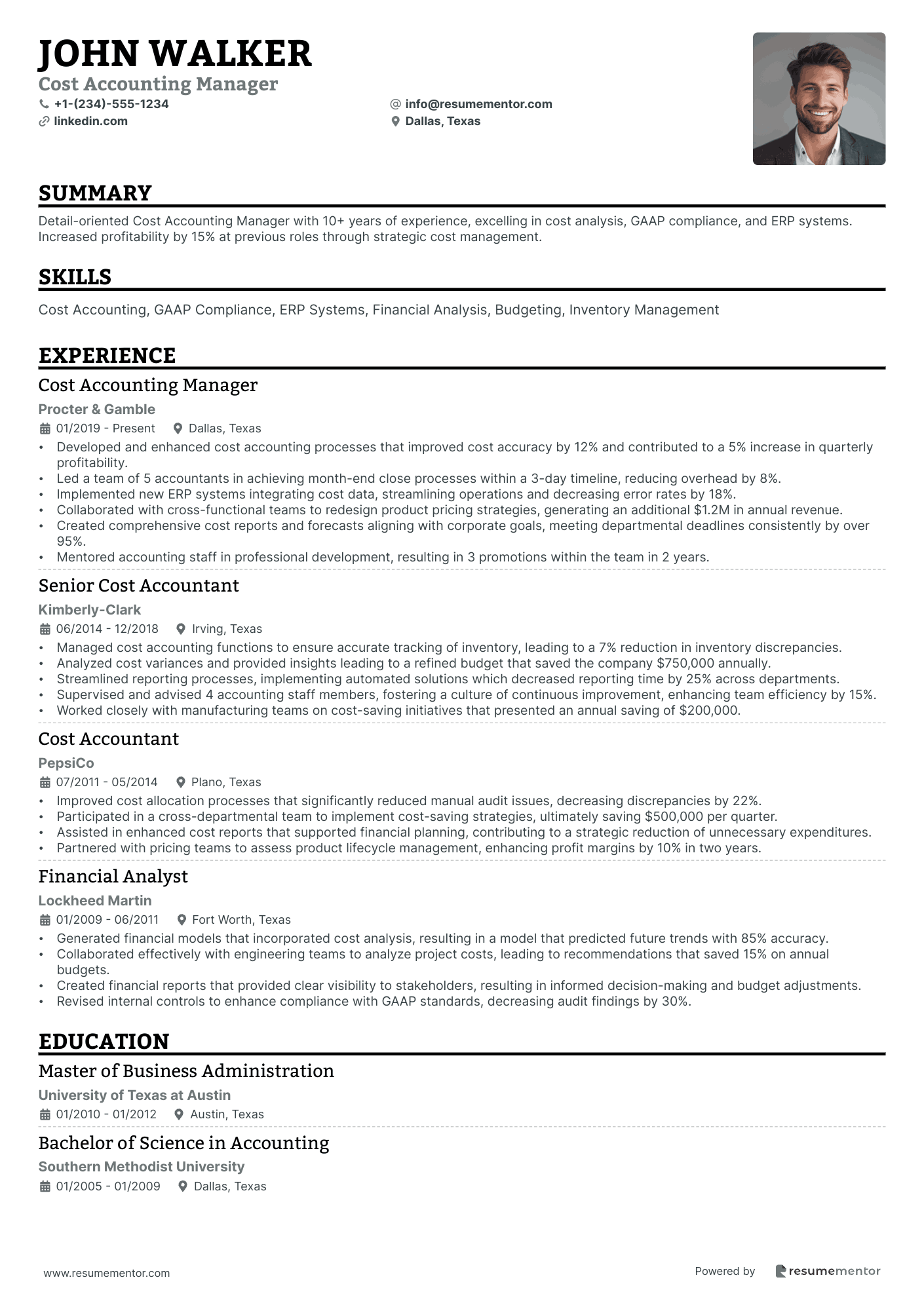 Cost Accounting Manager