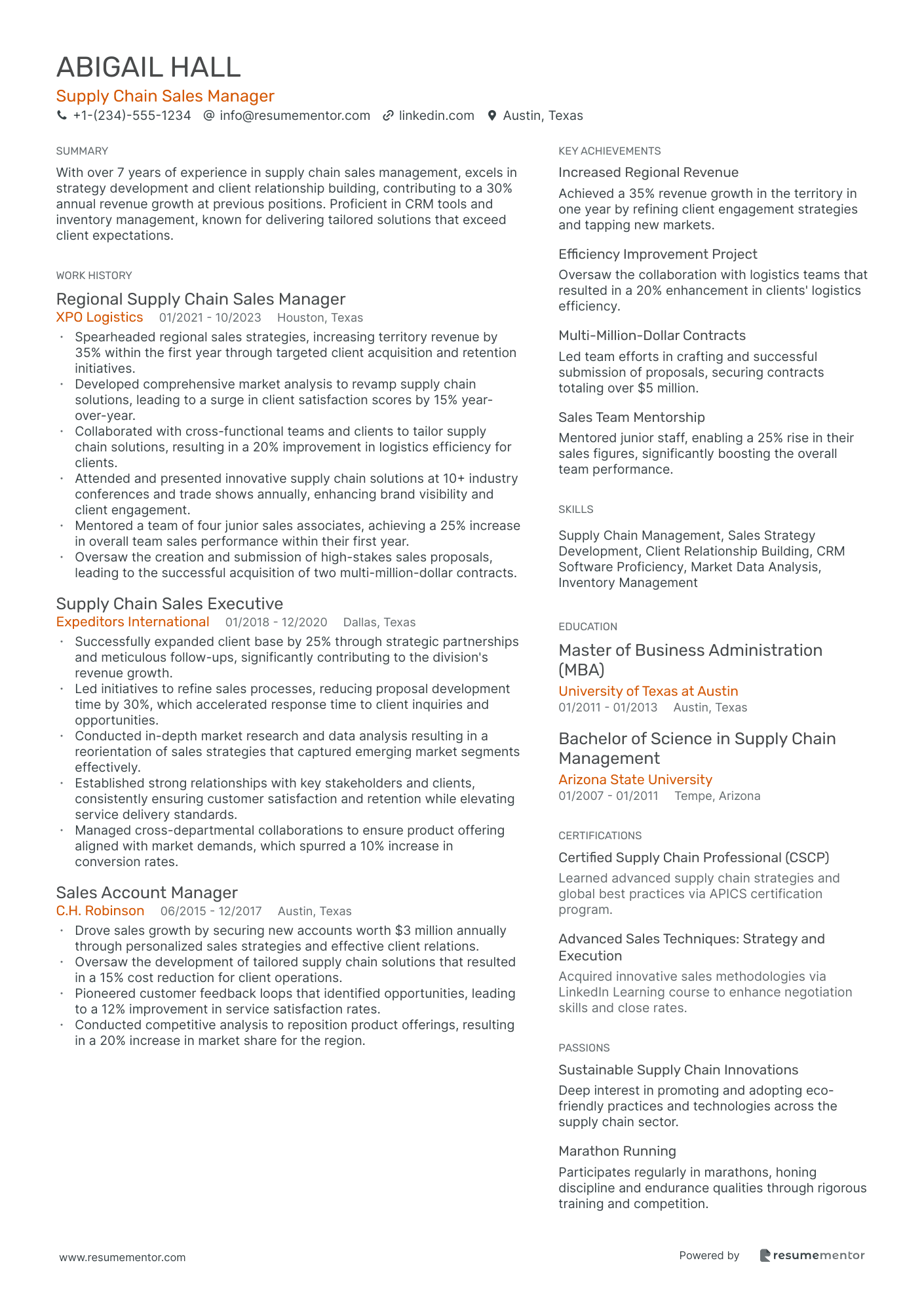 Supply Chain Sales Manager