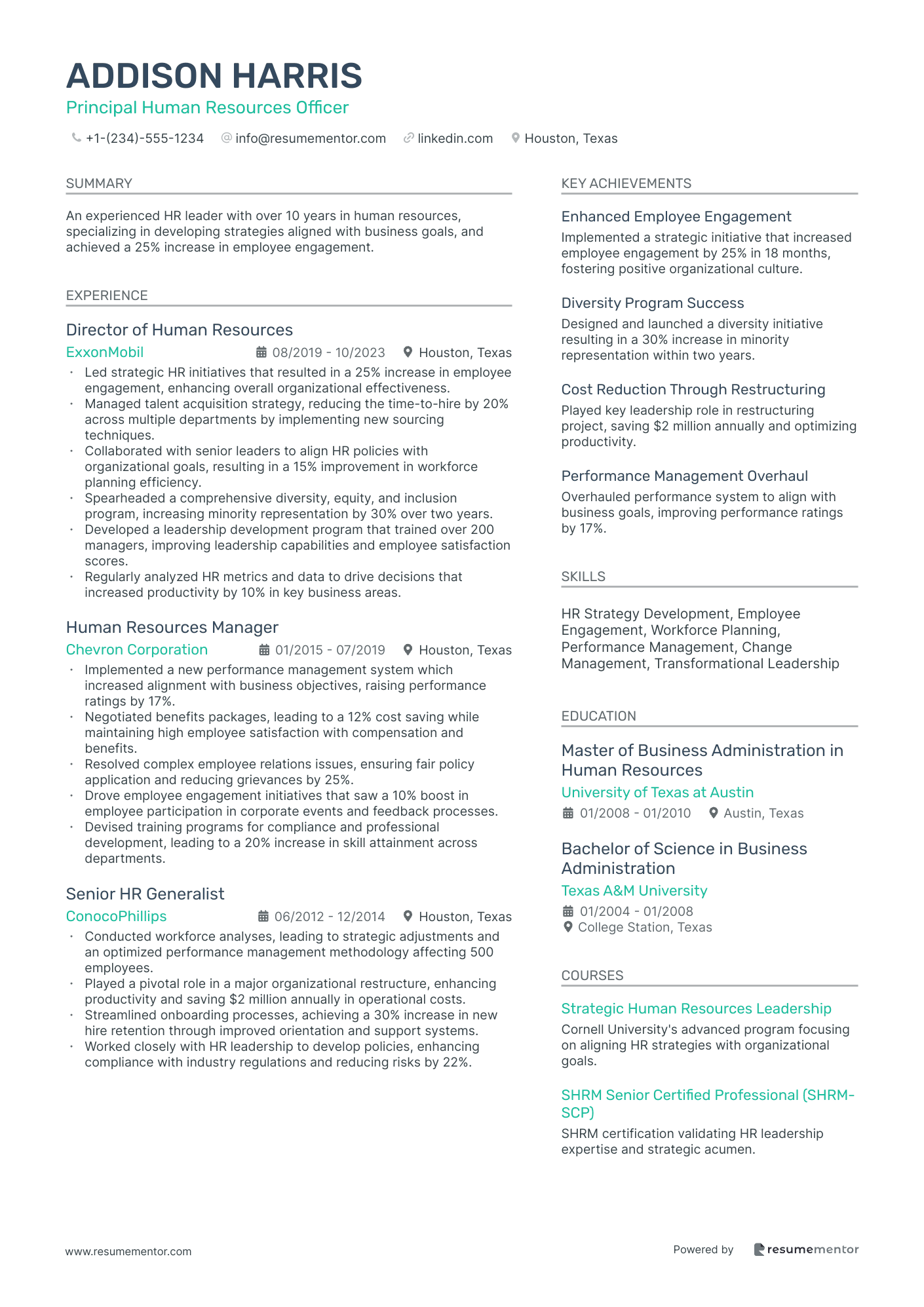 Principal Human Resources Officer