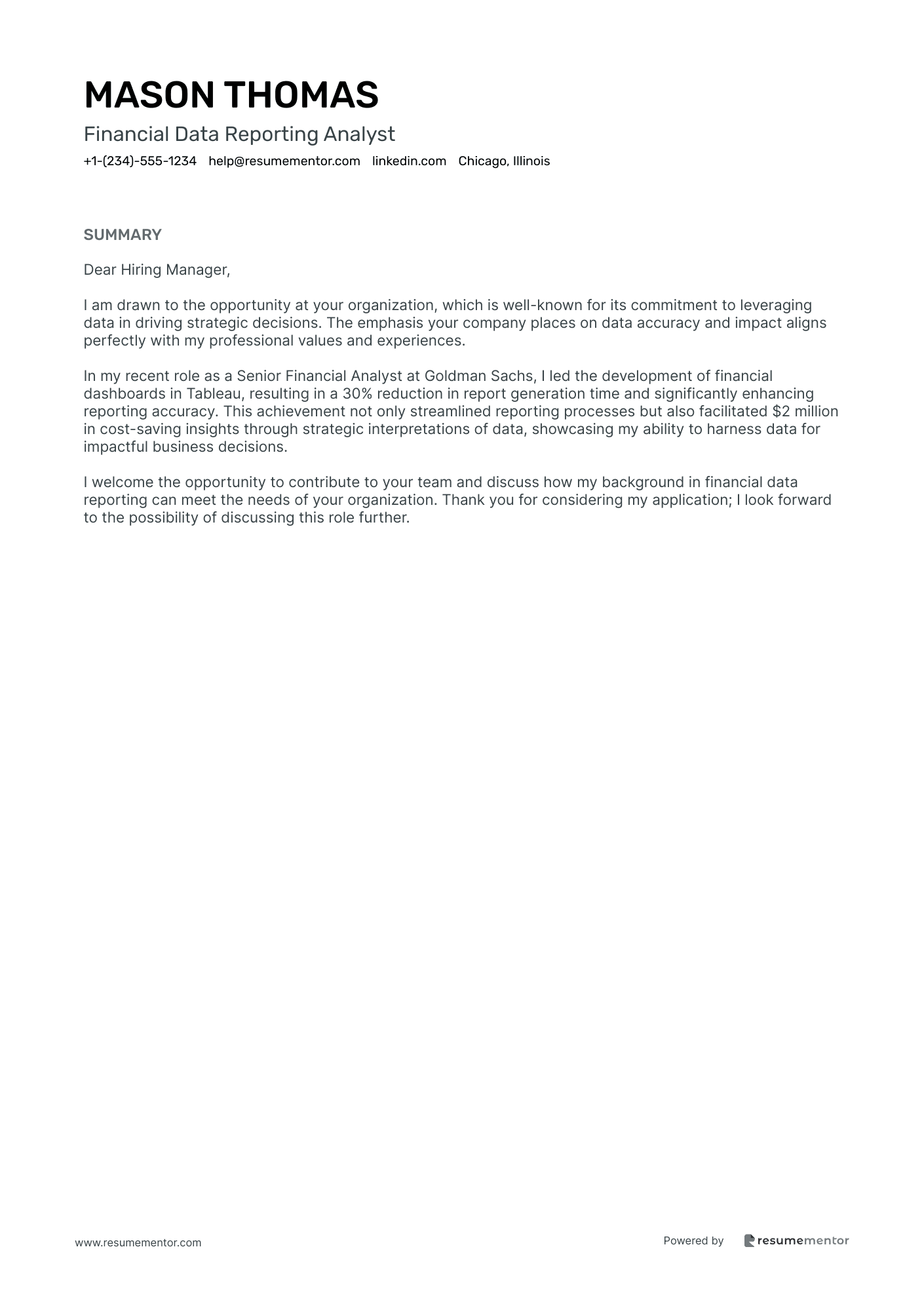 Financial Data Reporting Analyst