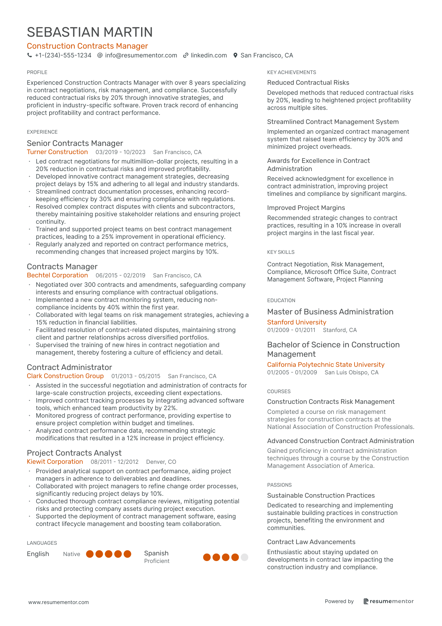 Construction Contracts Manager