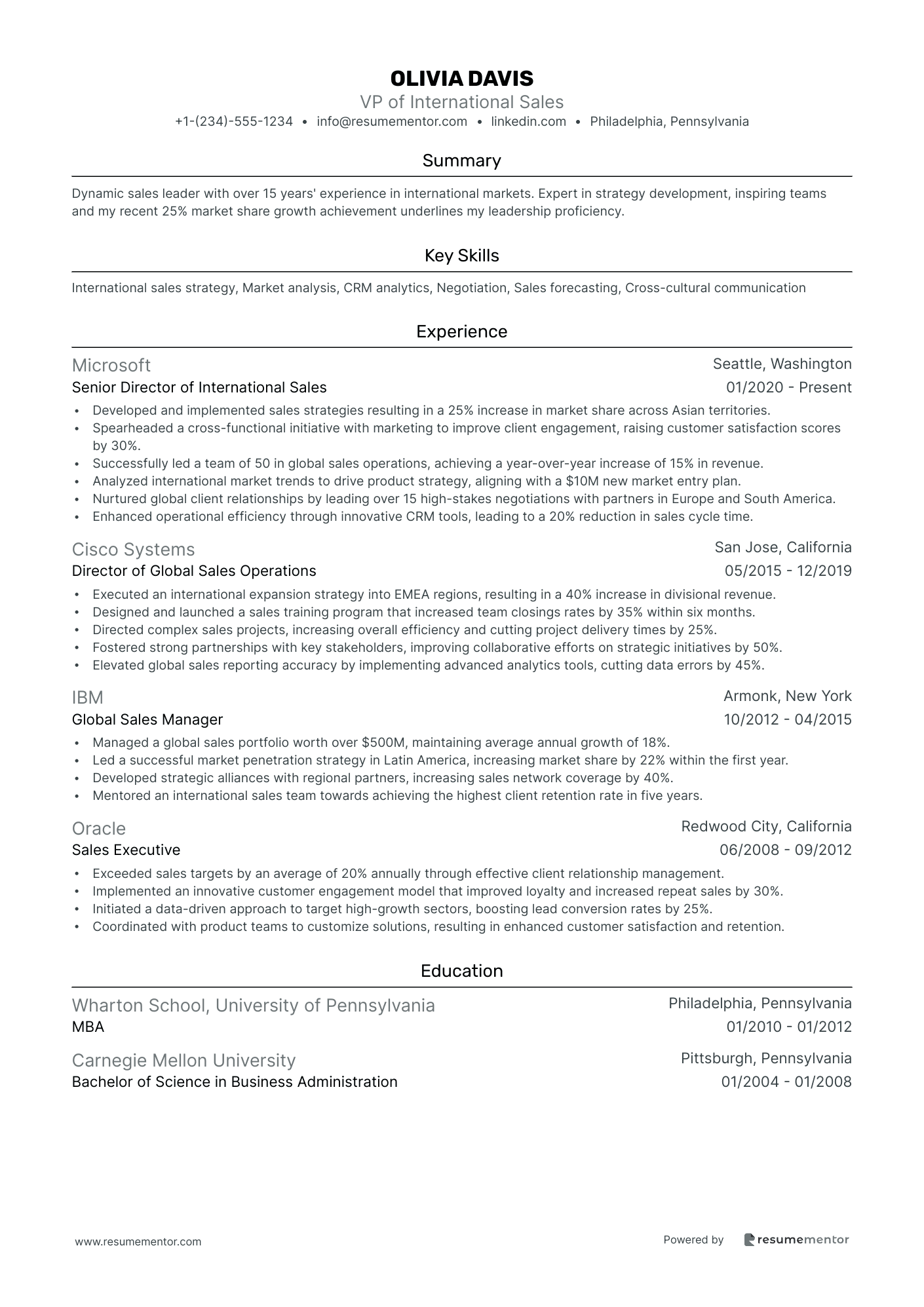 VP of International Sales
