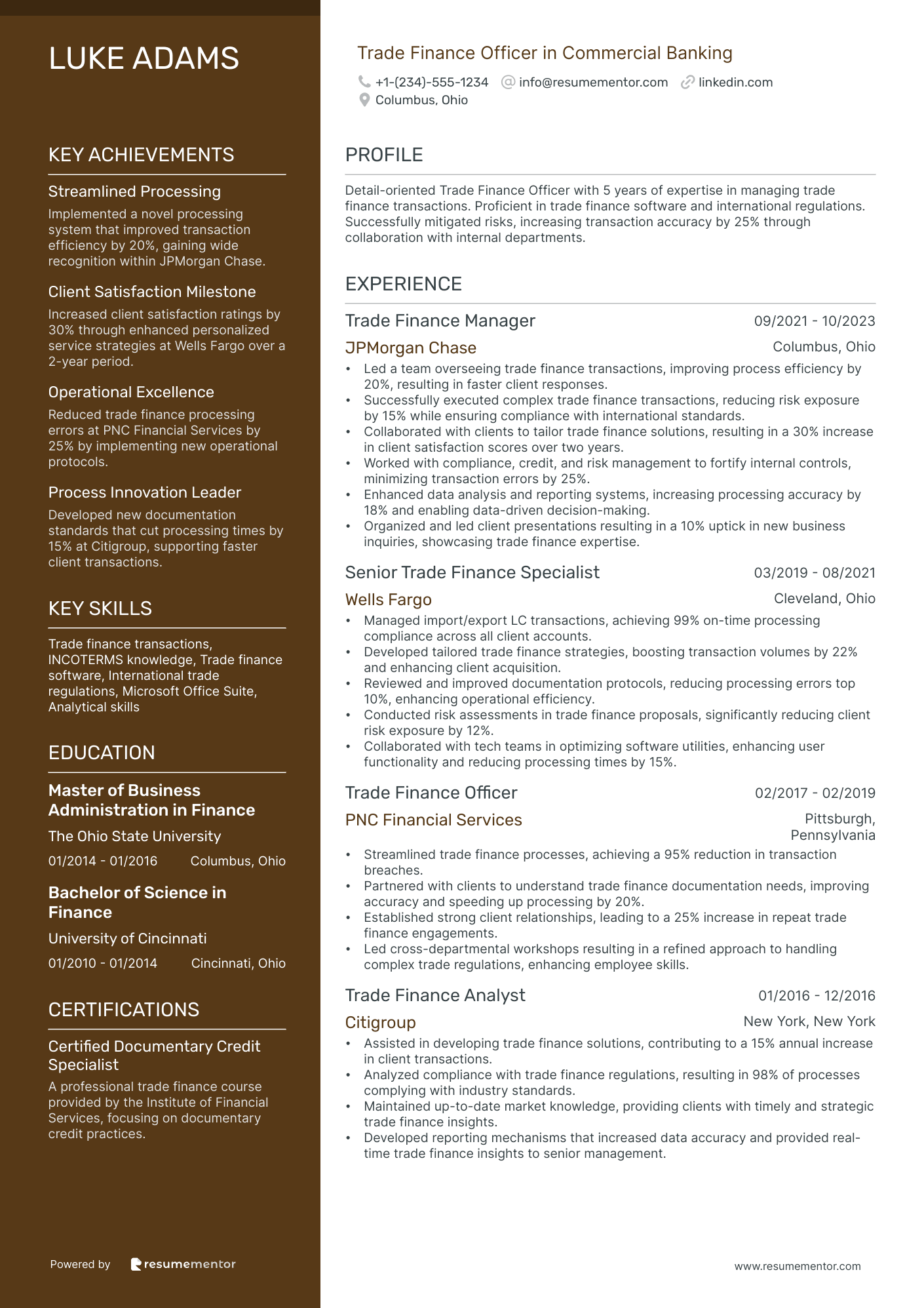 Trade Finance Officer in Commercial Banking