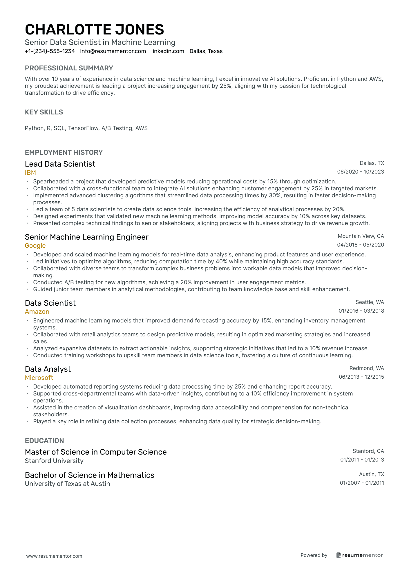 Senior Data Scientist in Machine Learning
