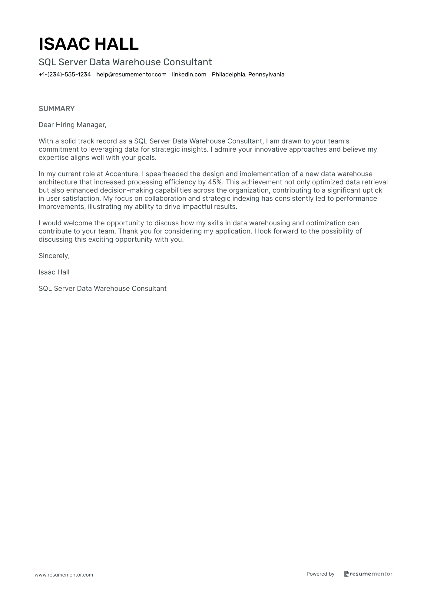 SQL Server Data Warehouse Consultant