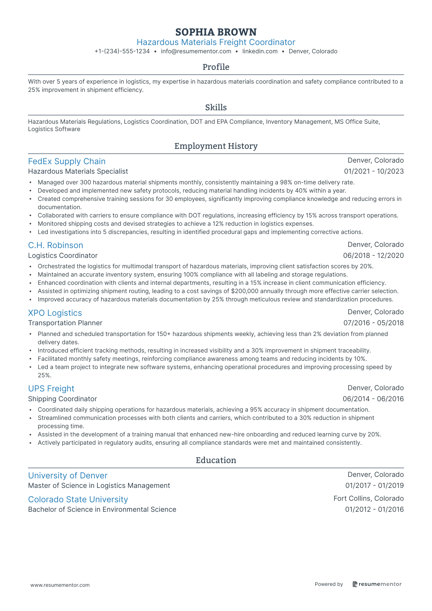 Hazardous Materials Freight Coordinator