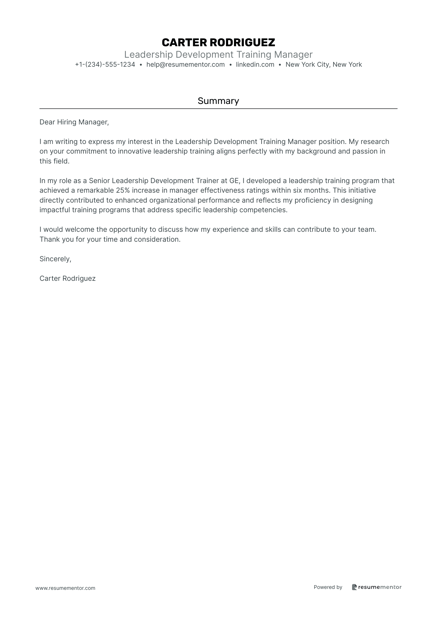 Leadership Development Training Manager