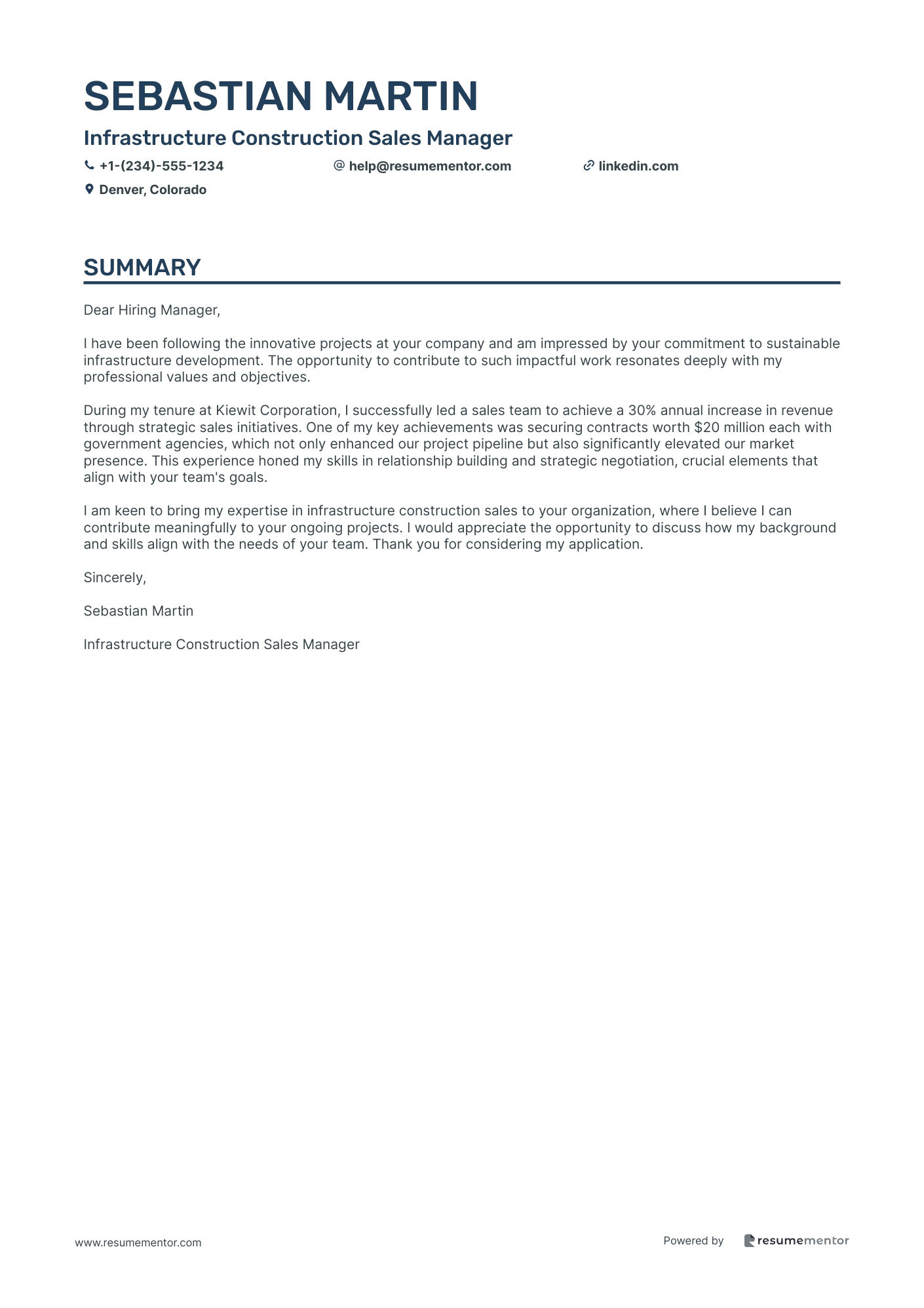 Infrastructure Construction Sales Manager