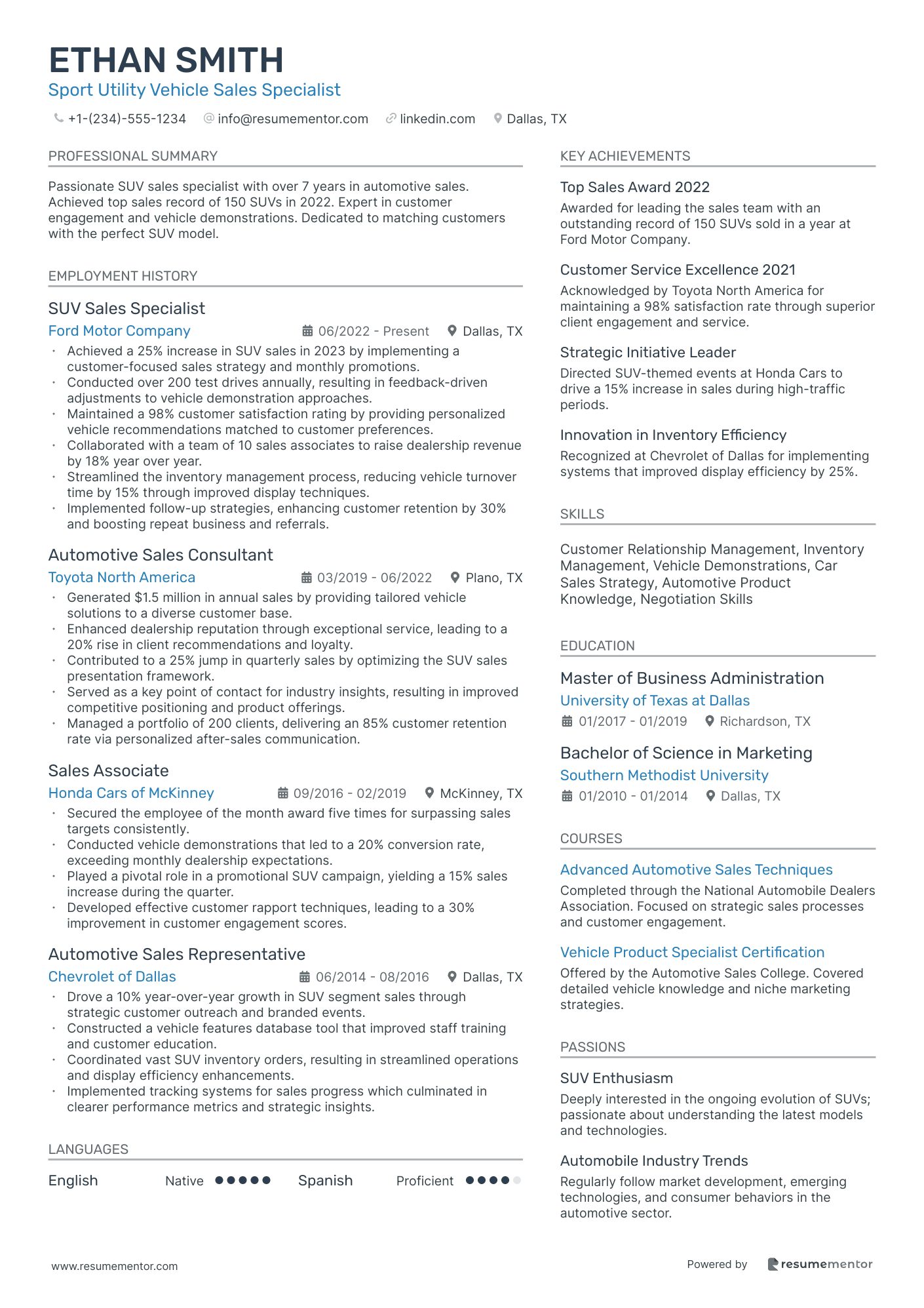 Sport Utility Vehicle Sales Specialist