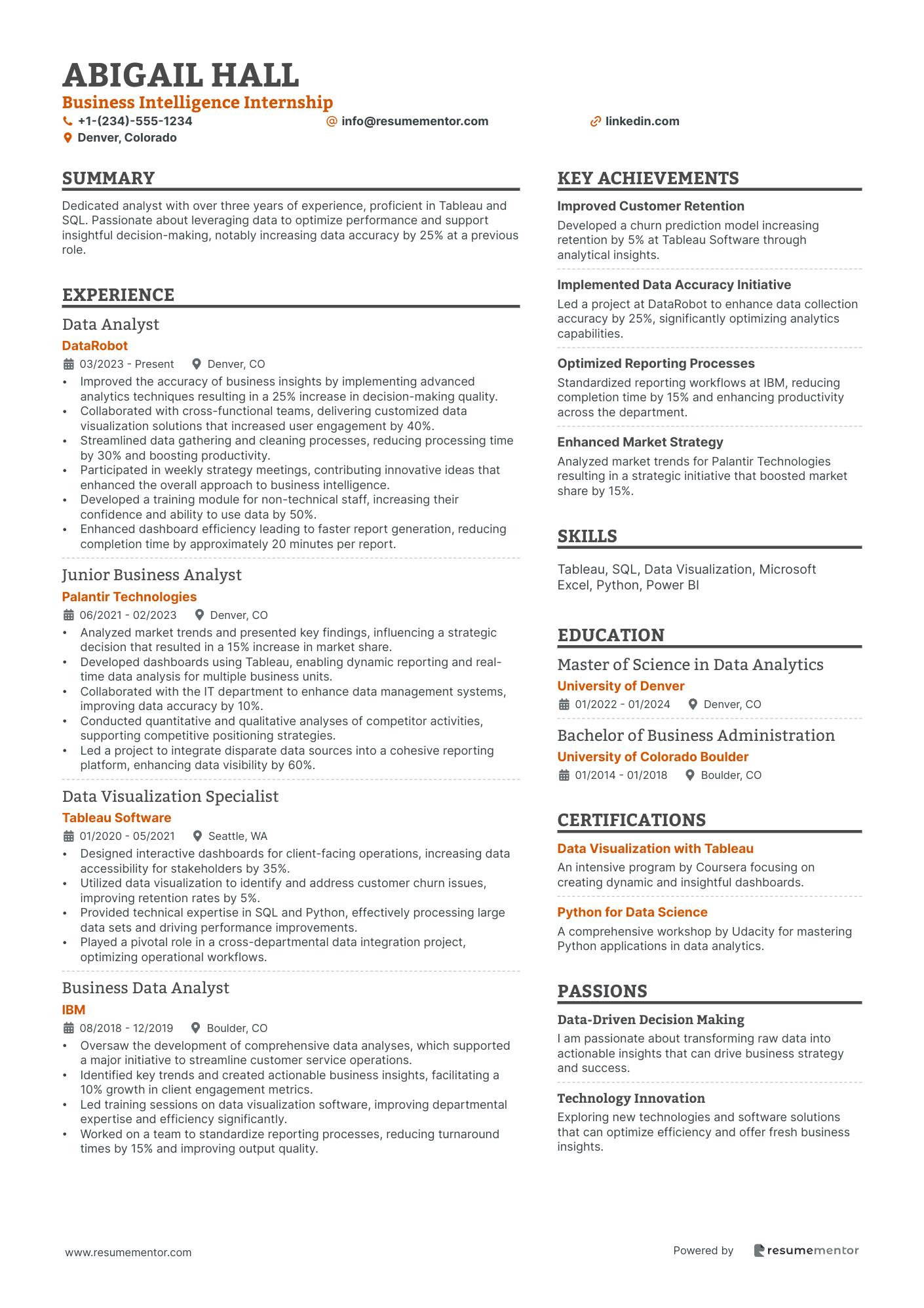 Business Intelligence Internship