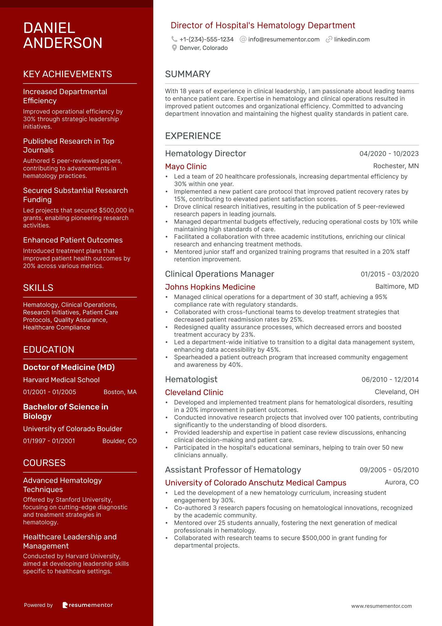 Director of Hospital's Hematology Department
