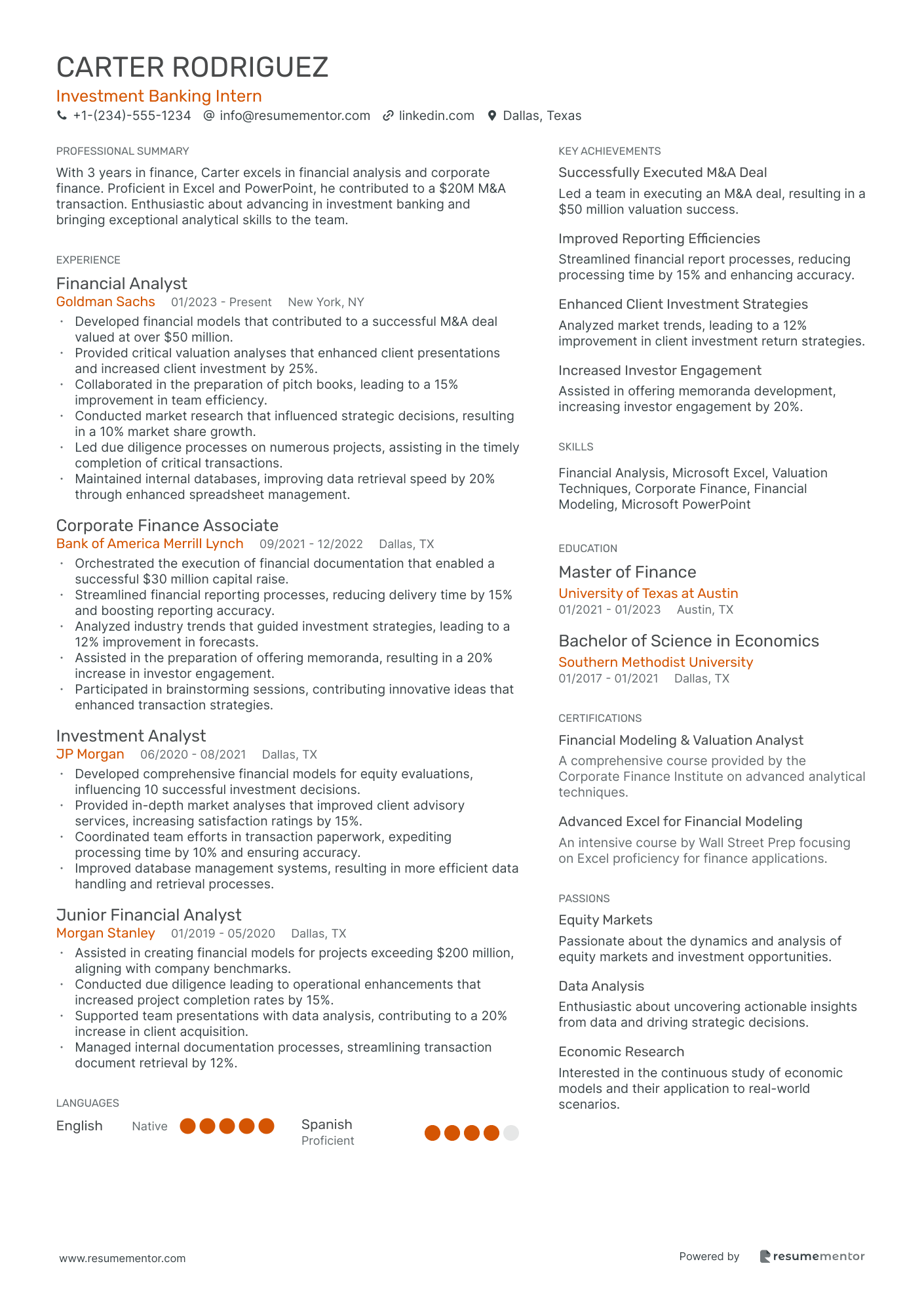 Investment Banking Intern