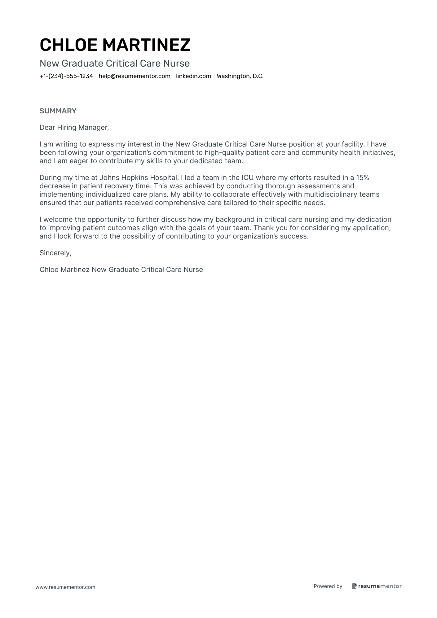 New Graduate Critical Care Nurse