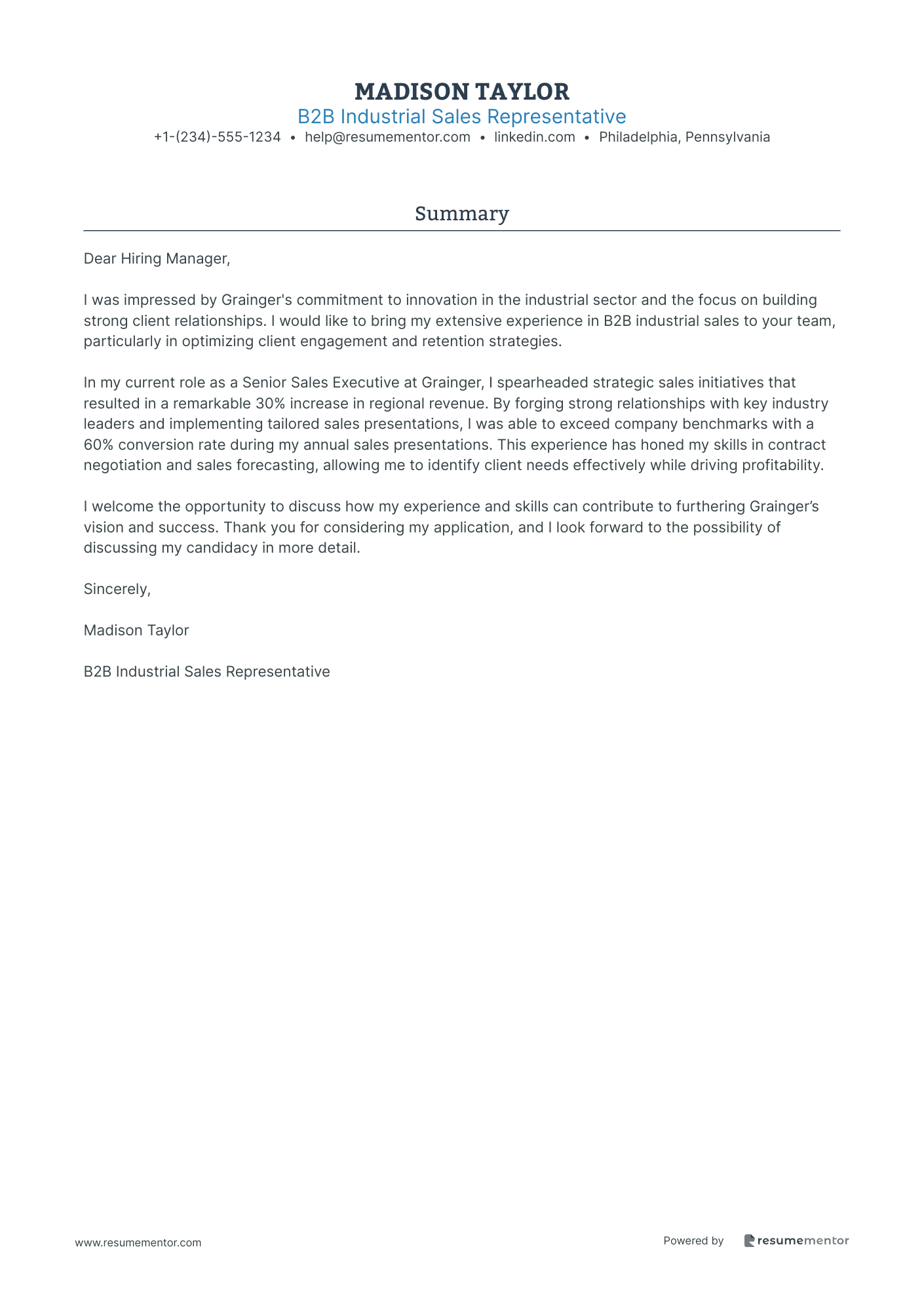 B2B Industrial Sales Representative