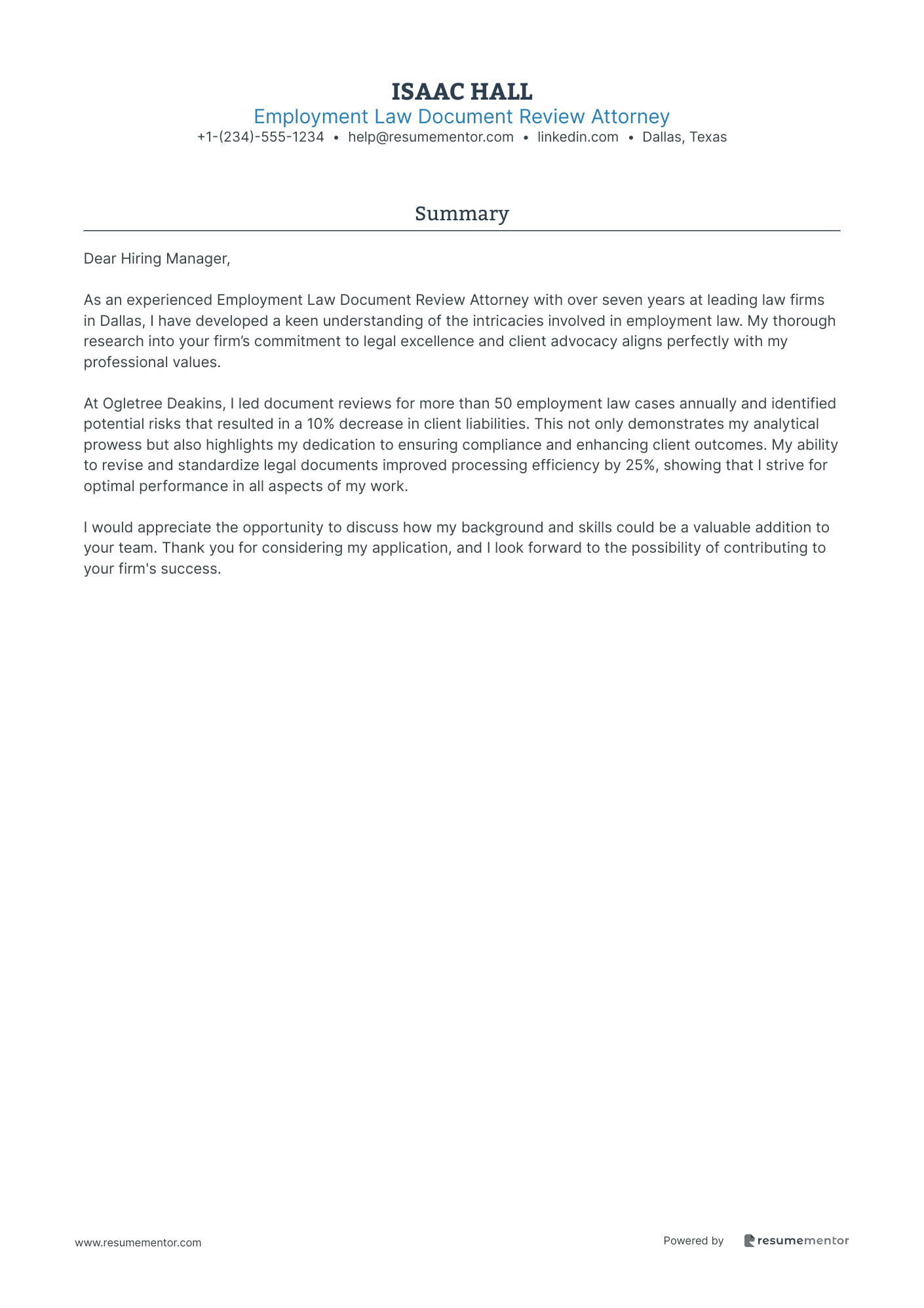 Employment Law Document Review Attorney