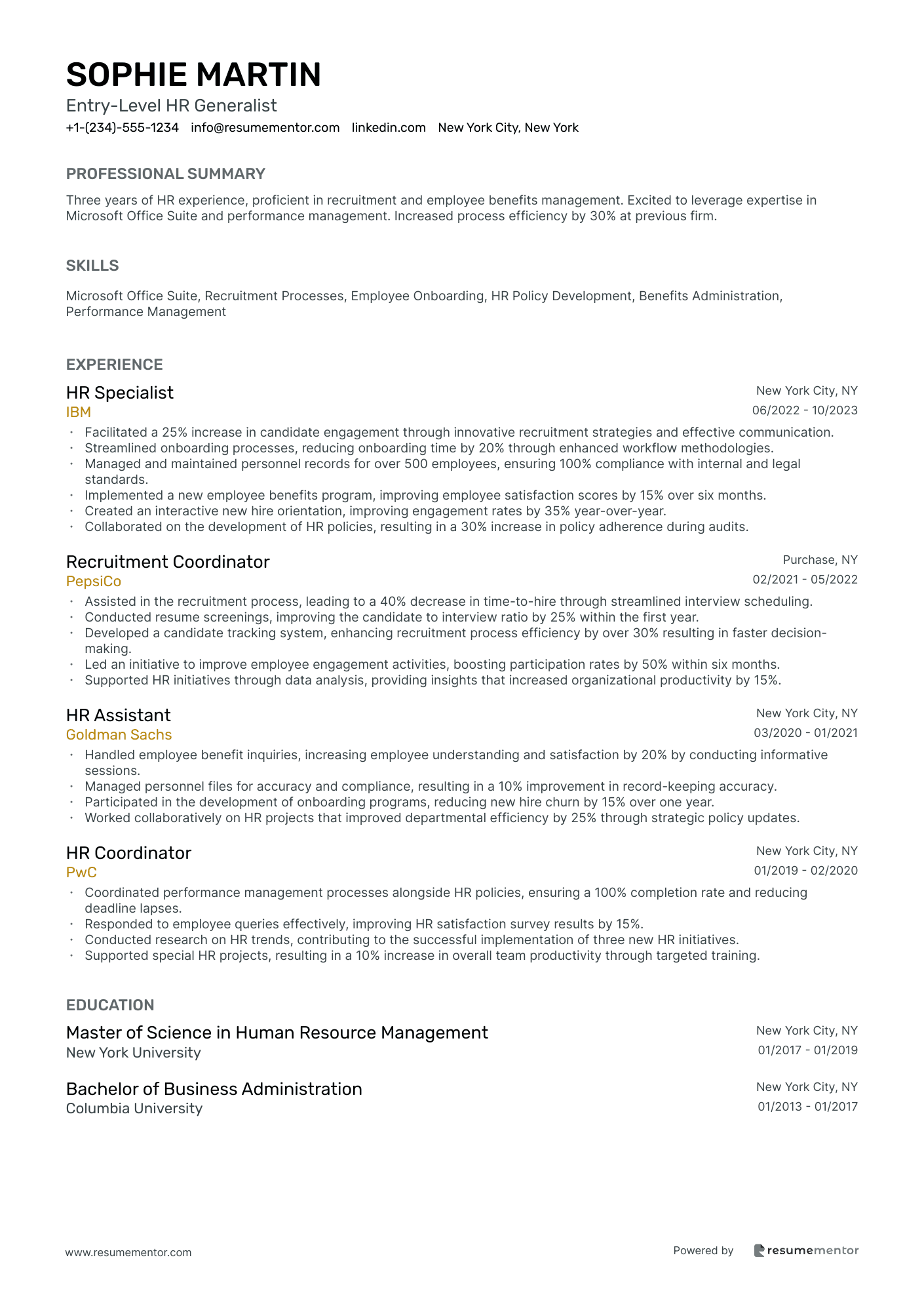 Entry Level HR Generalist