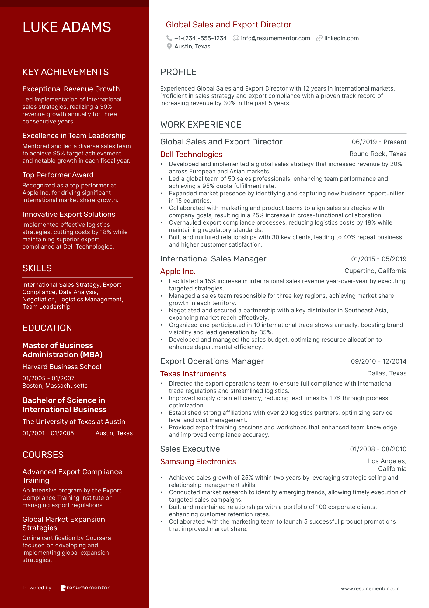 Global Sales and Export Director