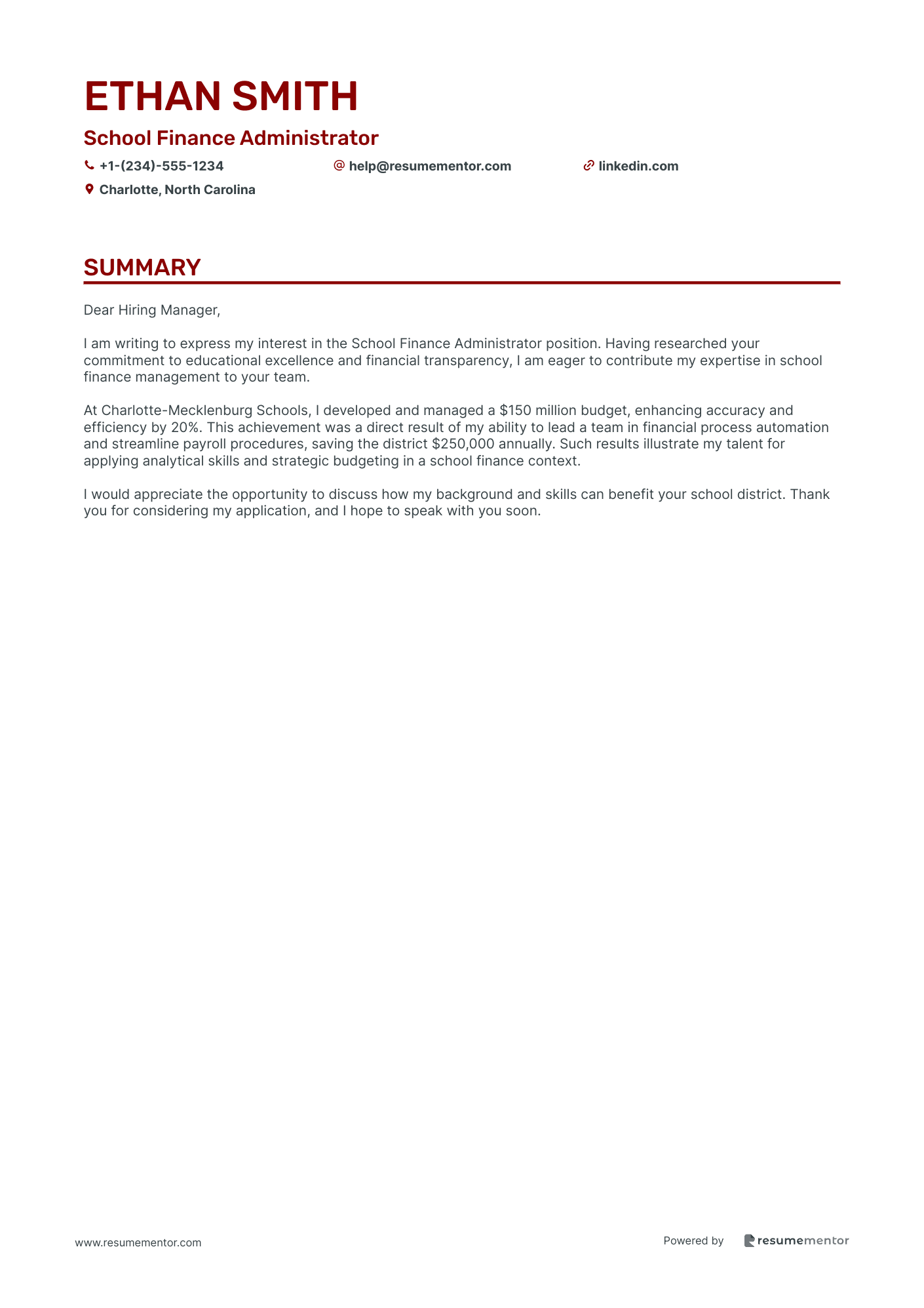 School Finance Administrator
