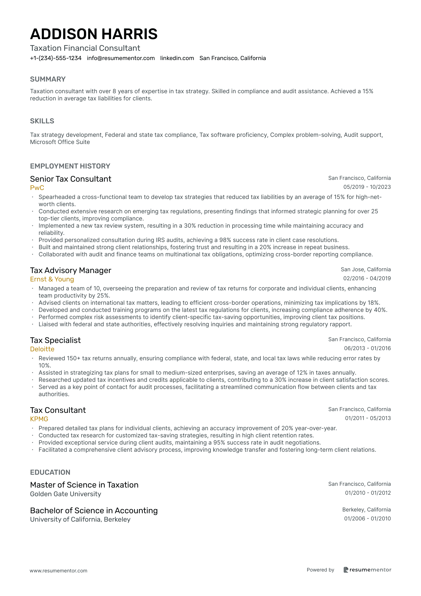 Taxation Financial Consultant