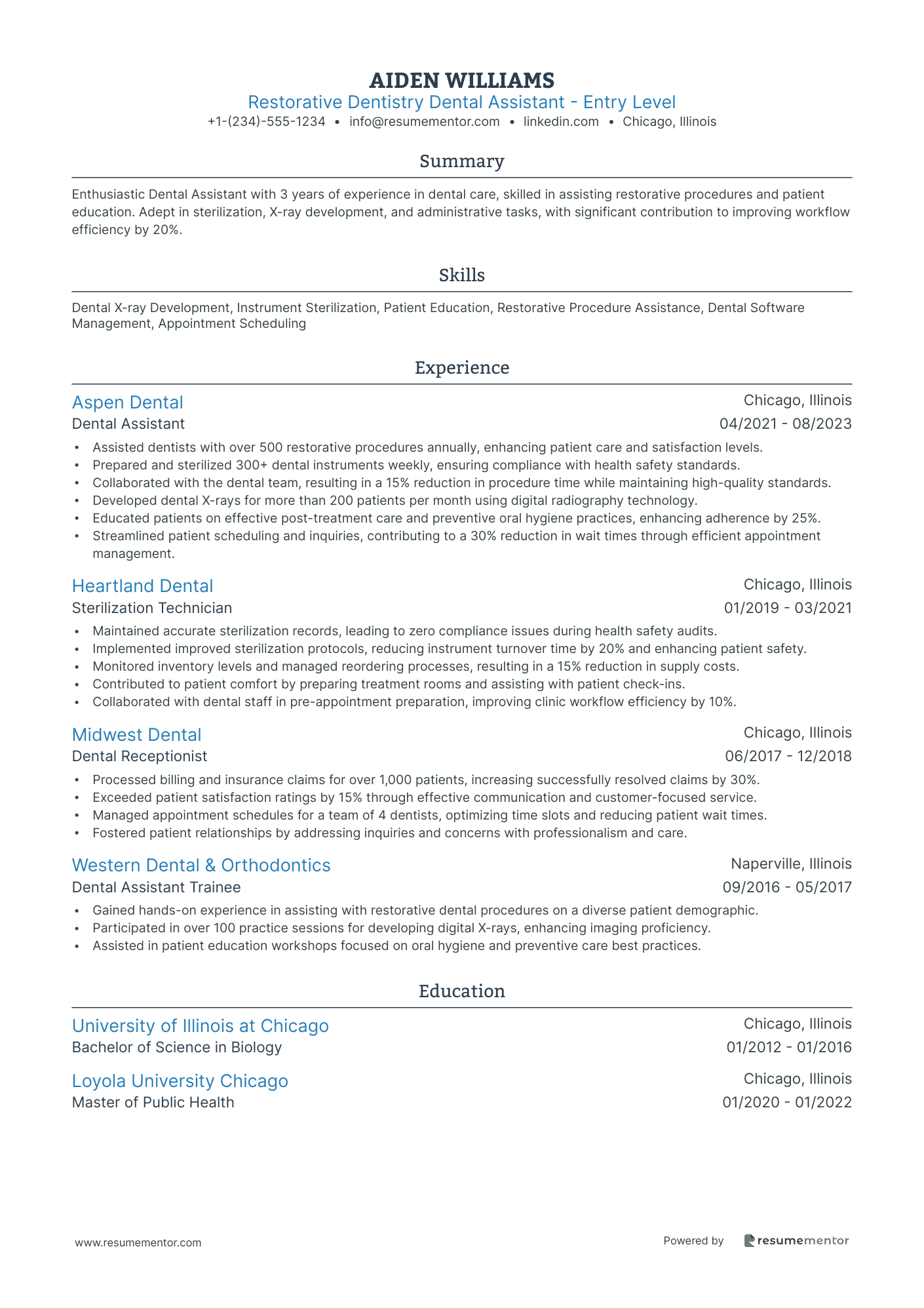 Restorative Dentistry Dental Assistant   Entry Level