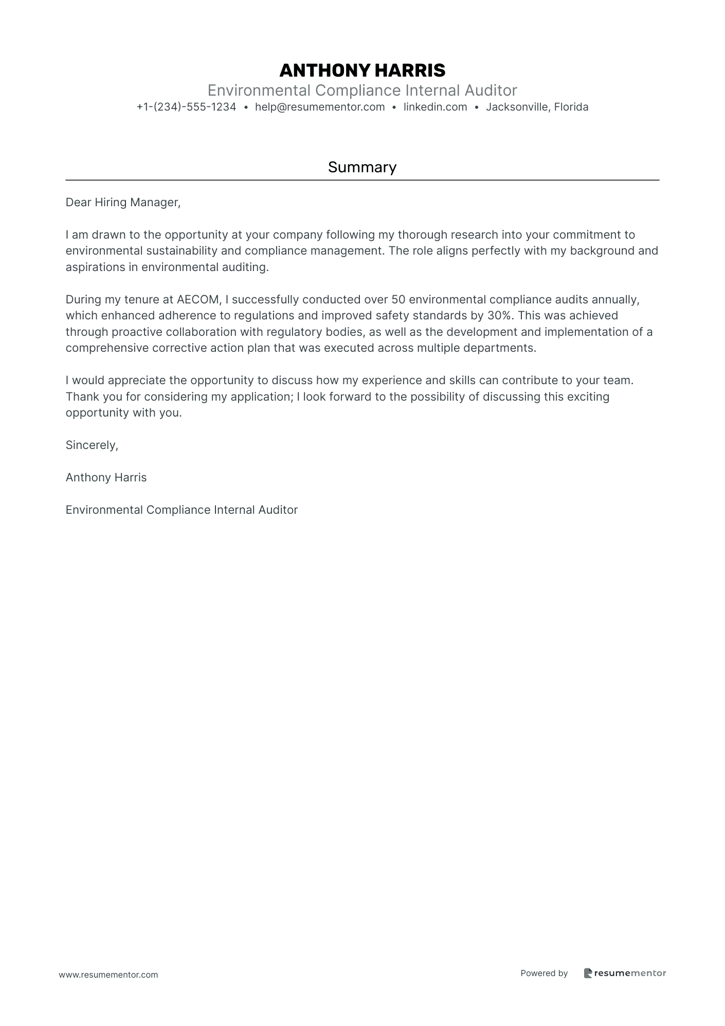 Environmental Compliance Internal Auditor