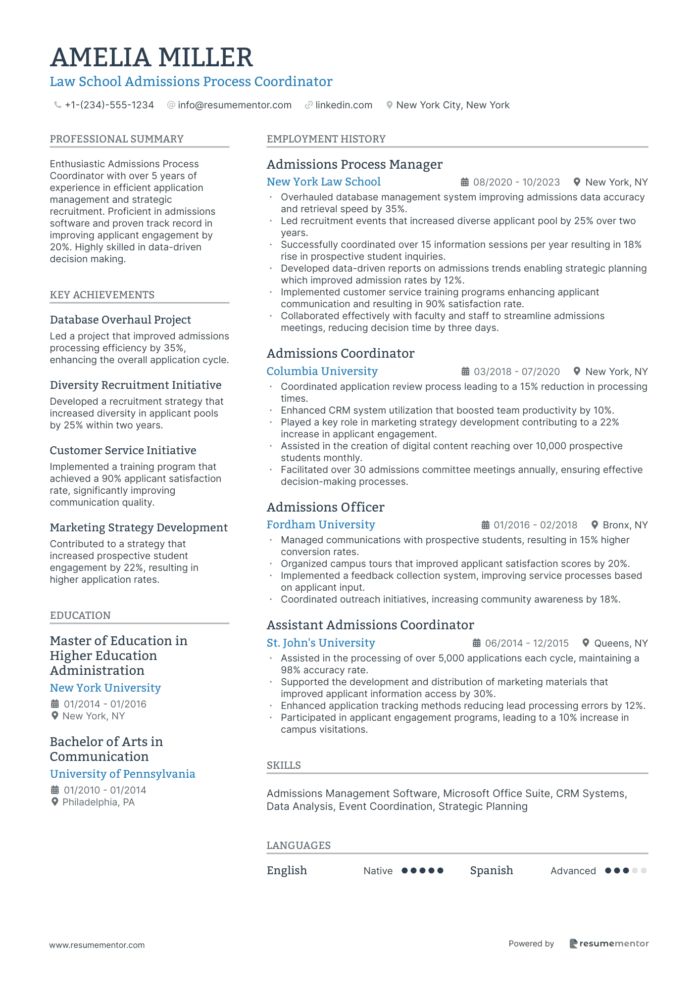 Law School Admissions Process Coordinator