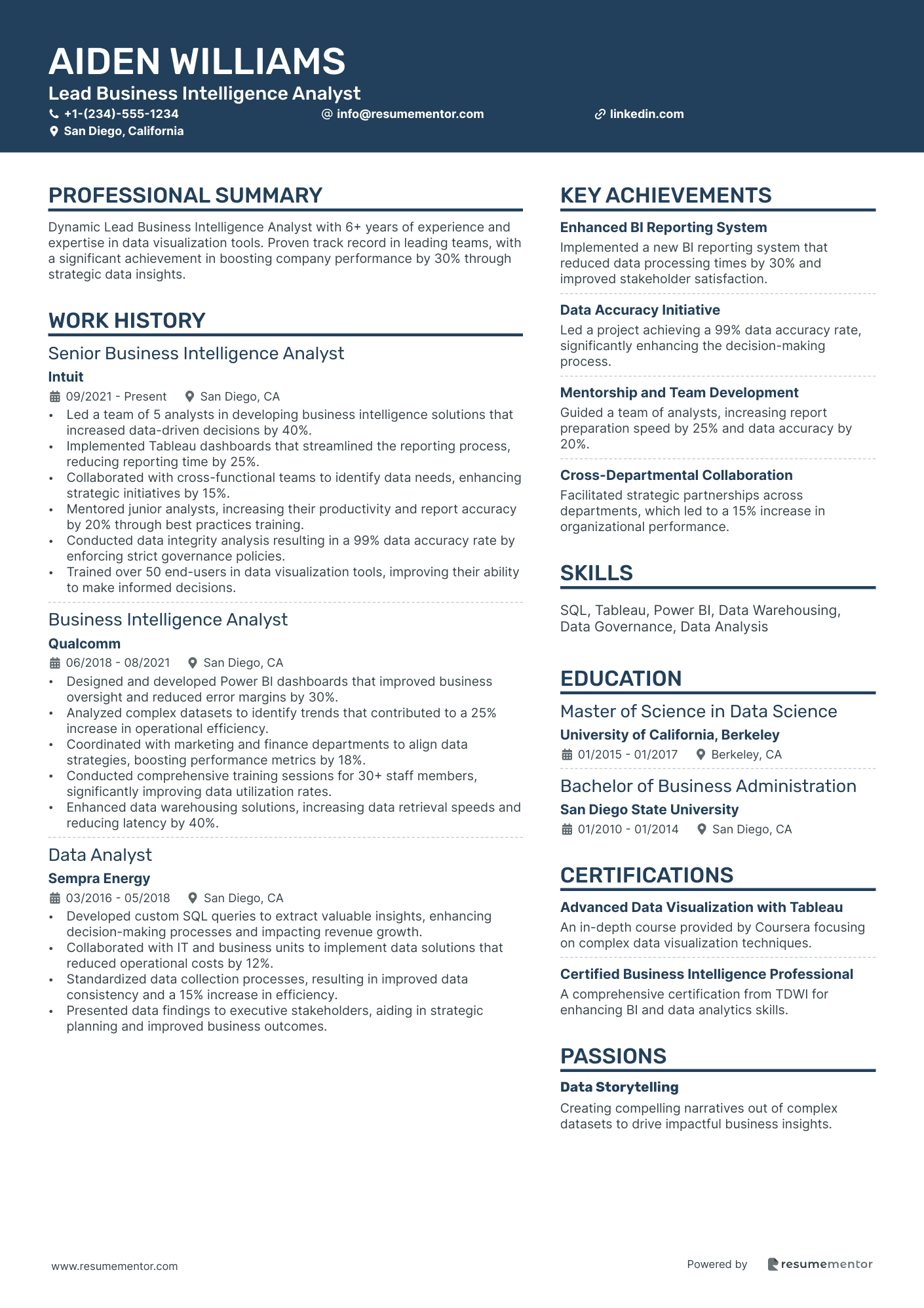 Lead Business Intelligence Analyst