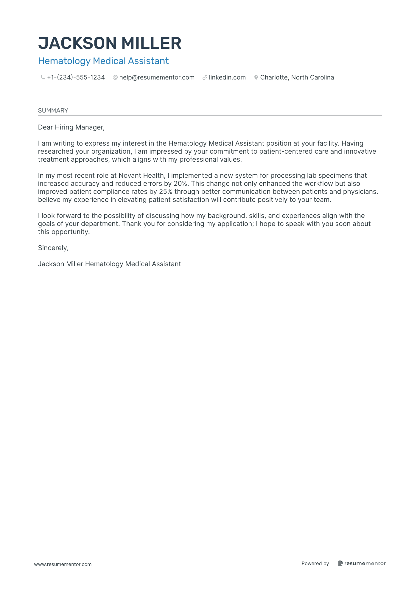 Hematology Medical Assistant