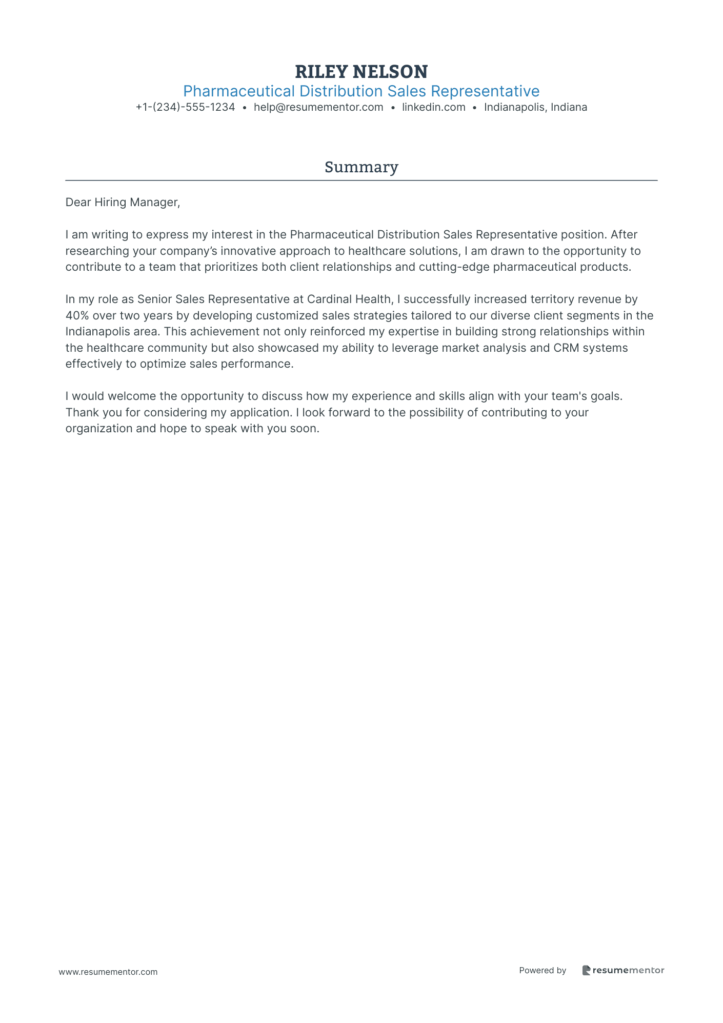 Pharmaceutical Distribution Sales Representative
