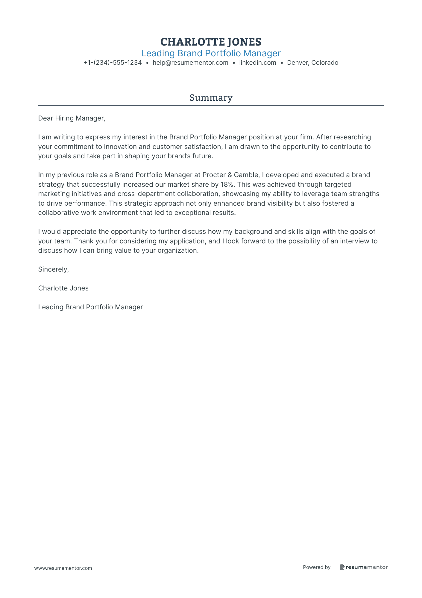 Leading Brand Portfolio Manager