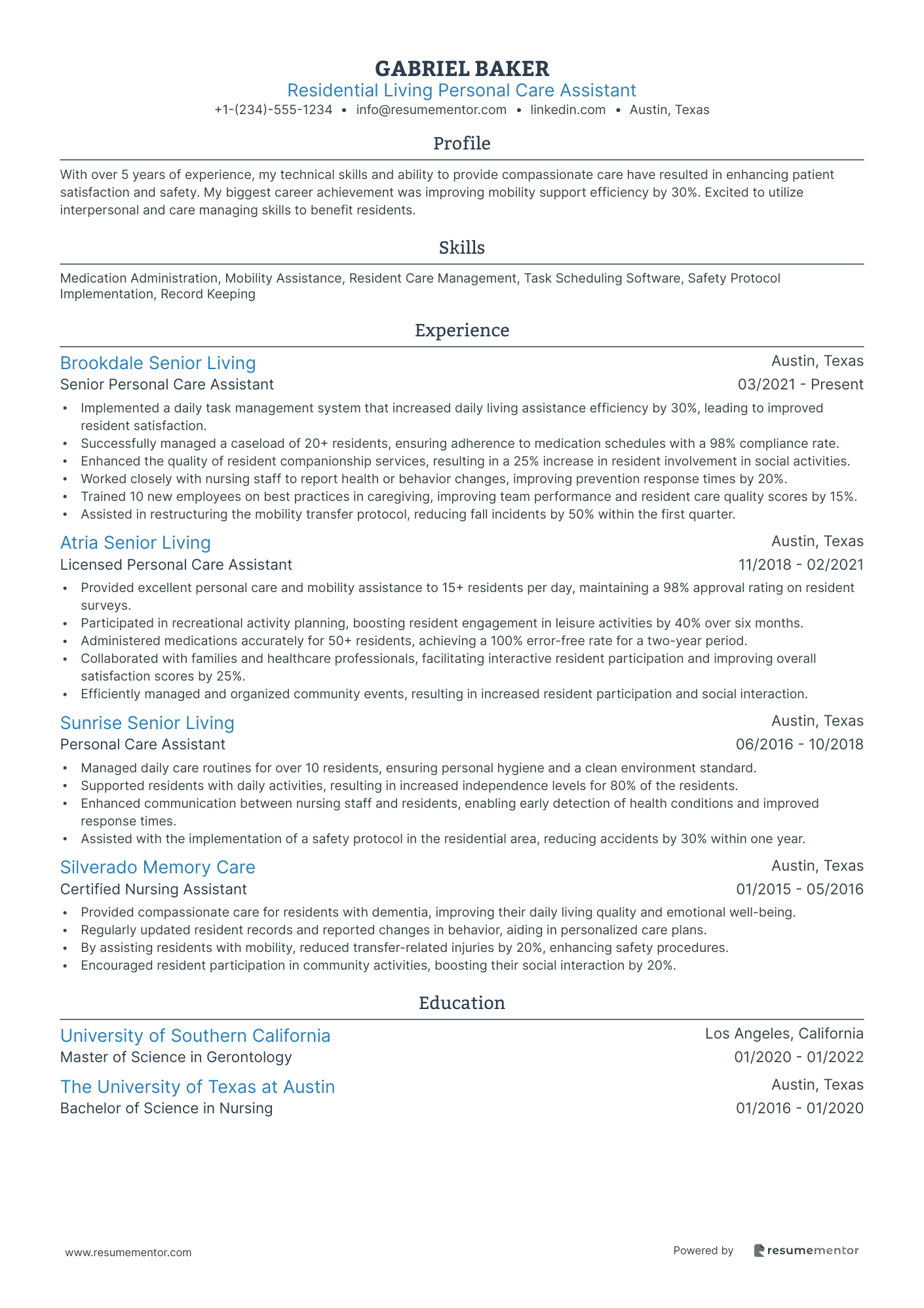 Residential Living Personal Care Assistant