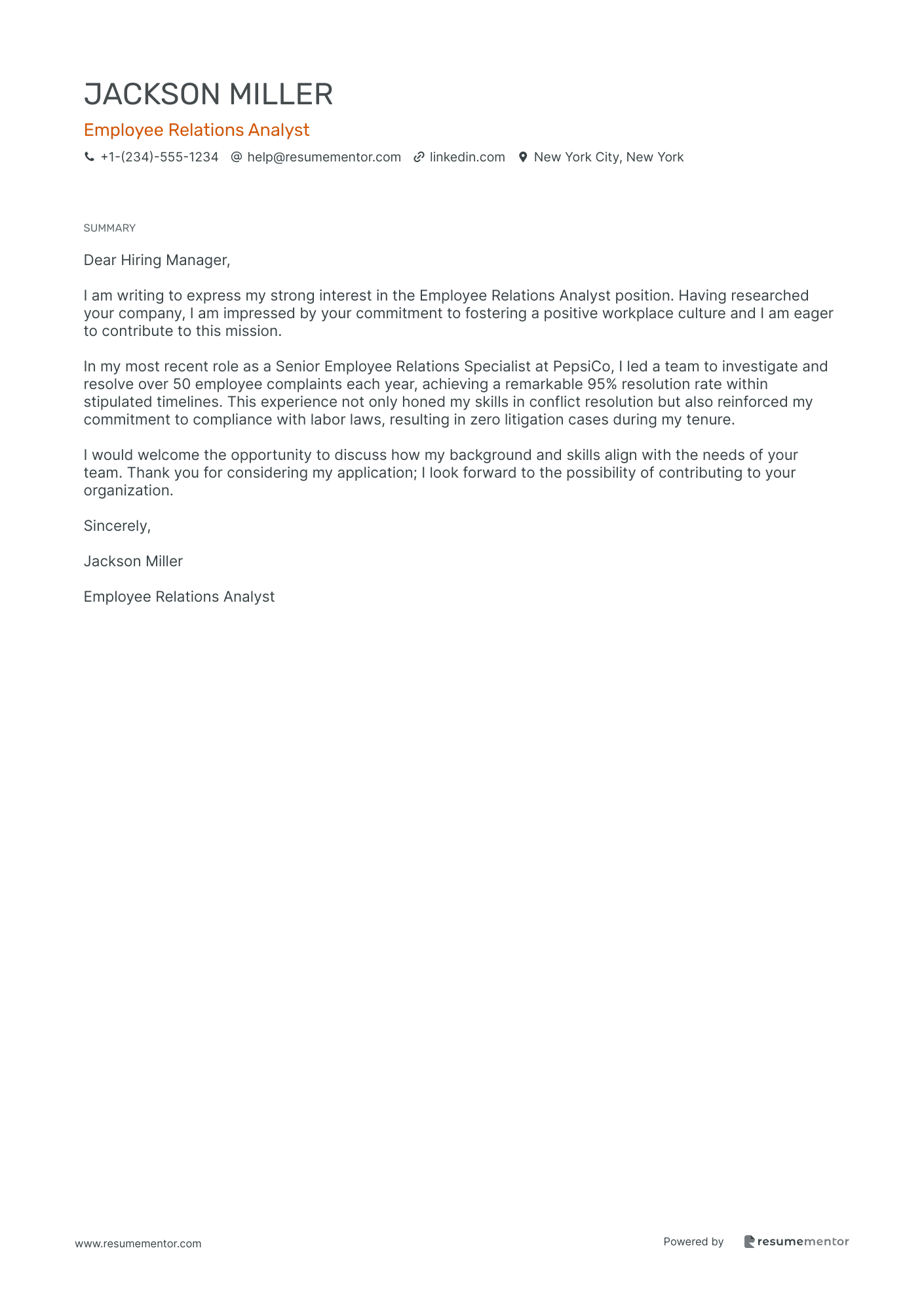 Employee Relations Analyst