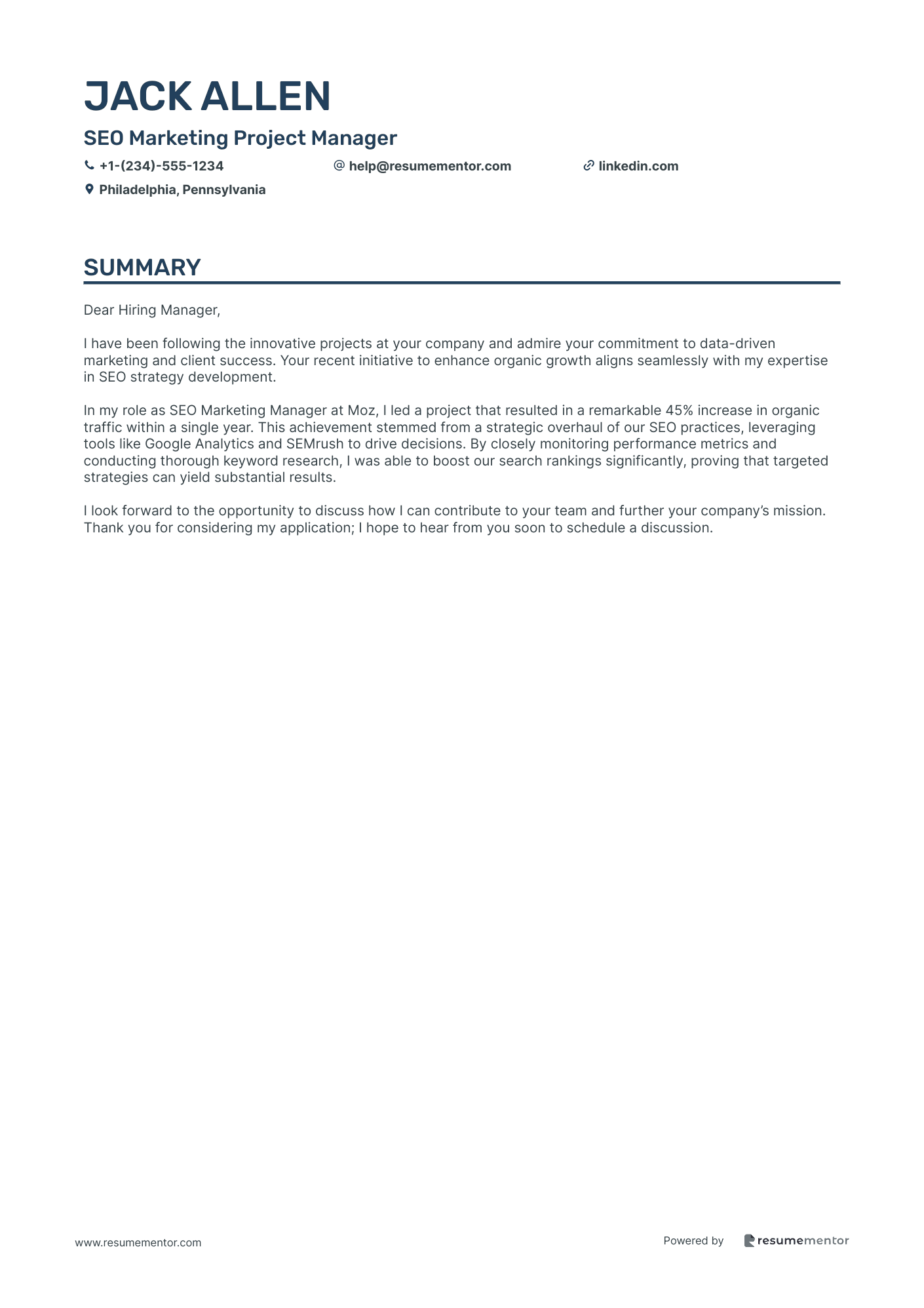 SEO Marketing Project Manager