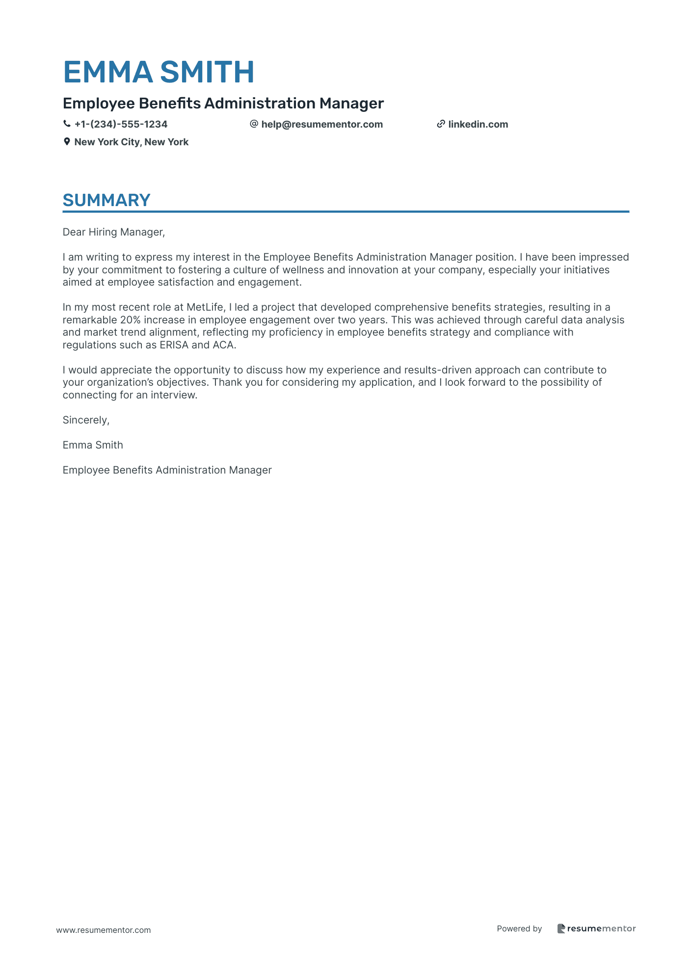 Employee Benefits Administration Manager