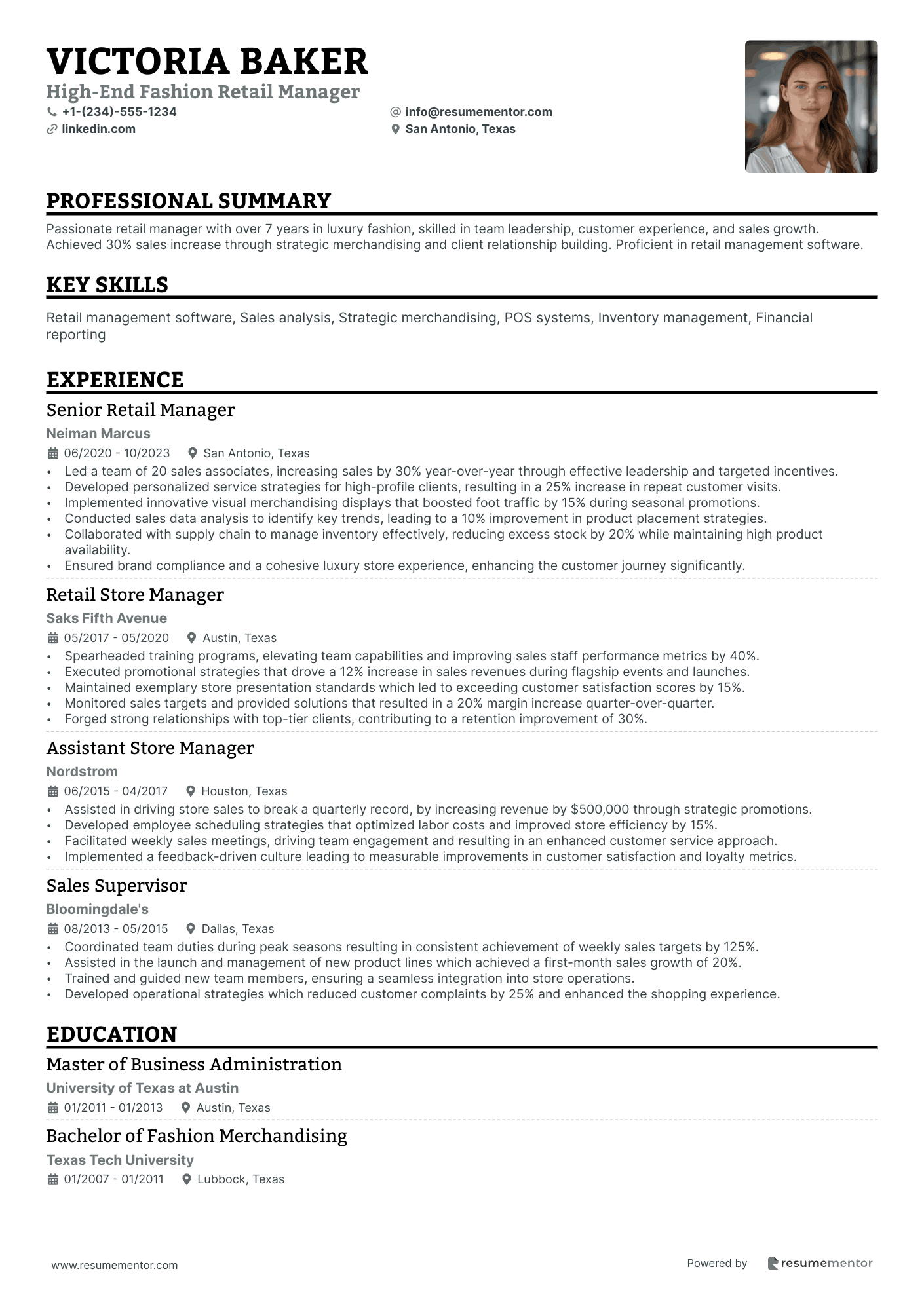 High End Fashion Retail Manager
