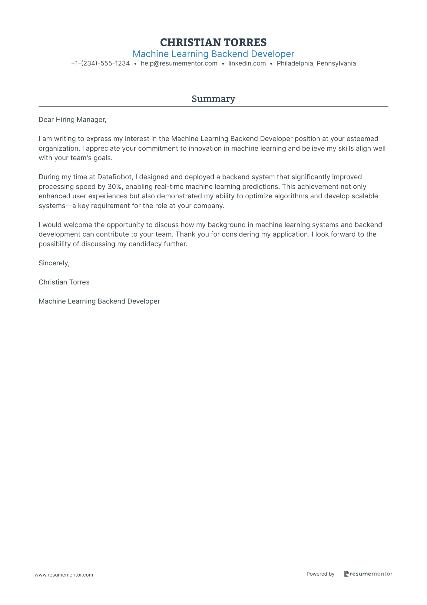 Machine Learning Backend Developer
