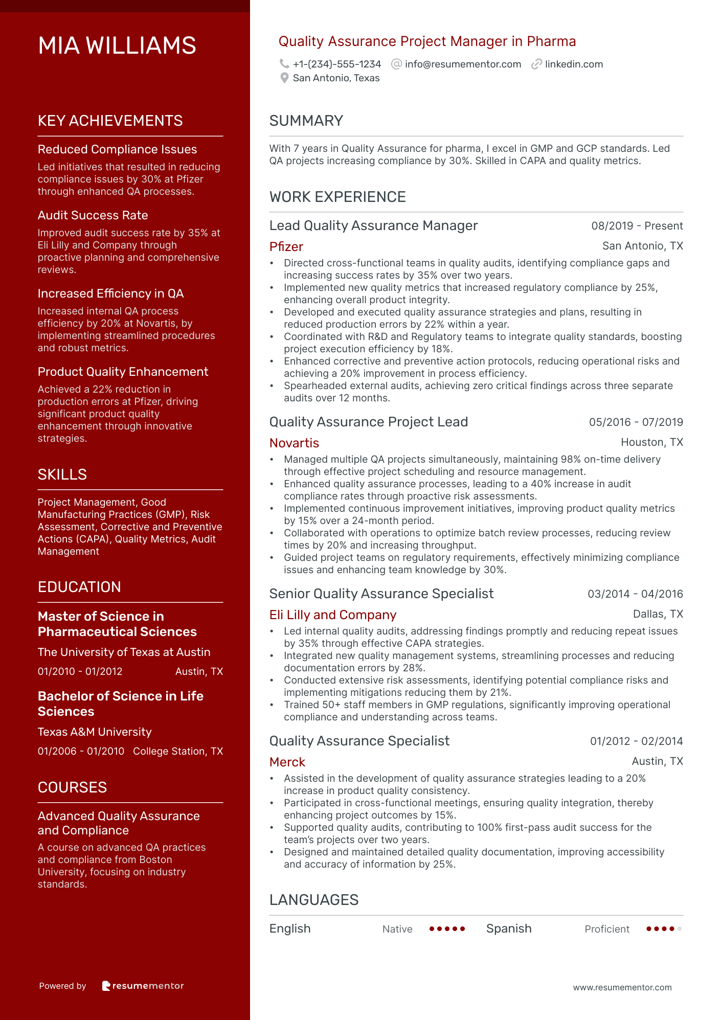 Quality Assurance Project Manager in Pharma