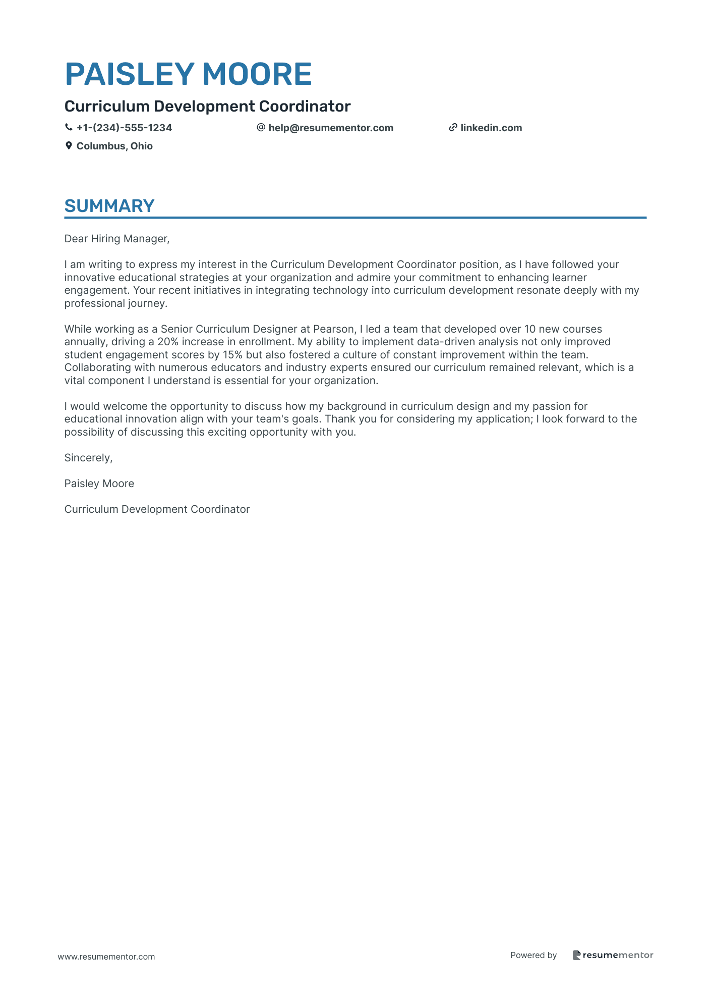 Curriculum Development Coordinator