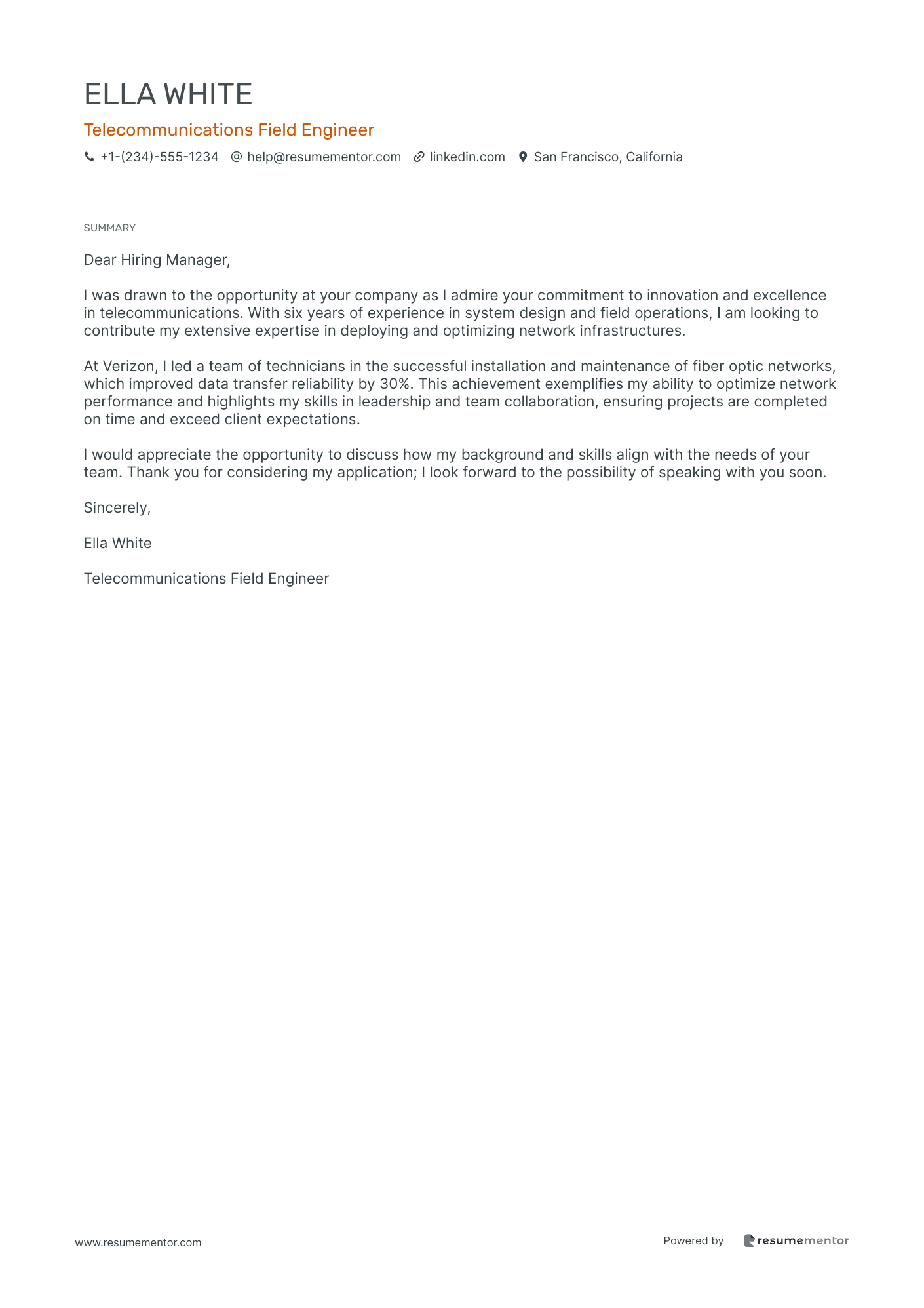 Telecommunications Field Engineer
