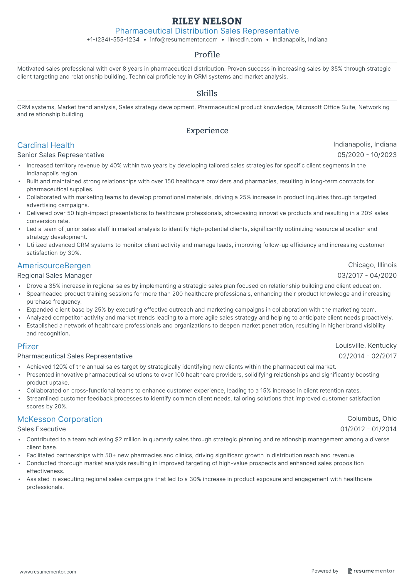 Pharmaceutical Distribution Sales Representative