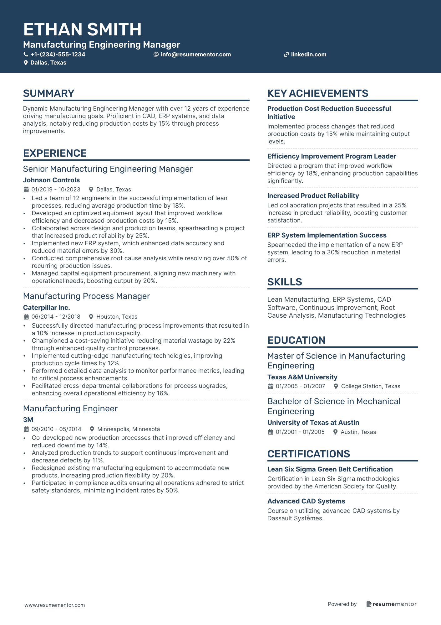 Manufacturing Engineering Manager