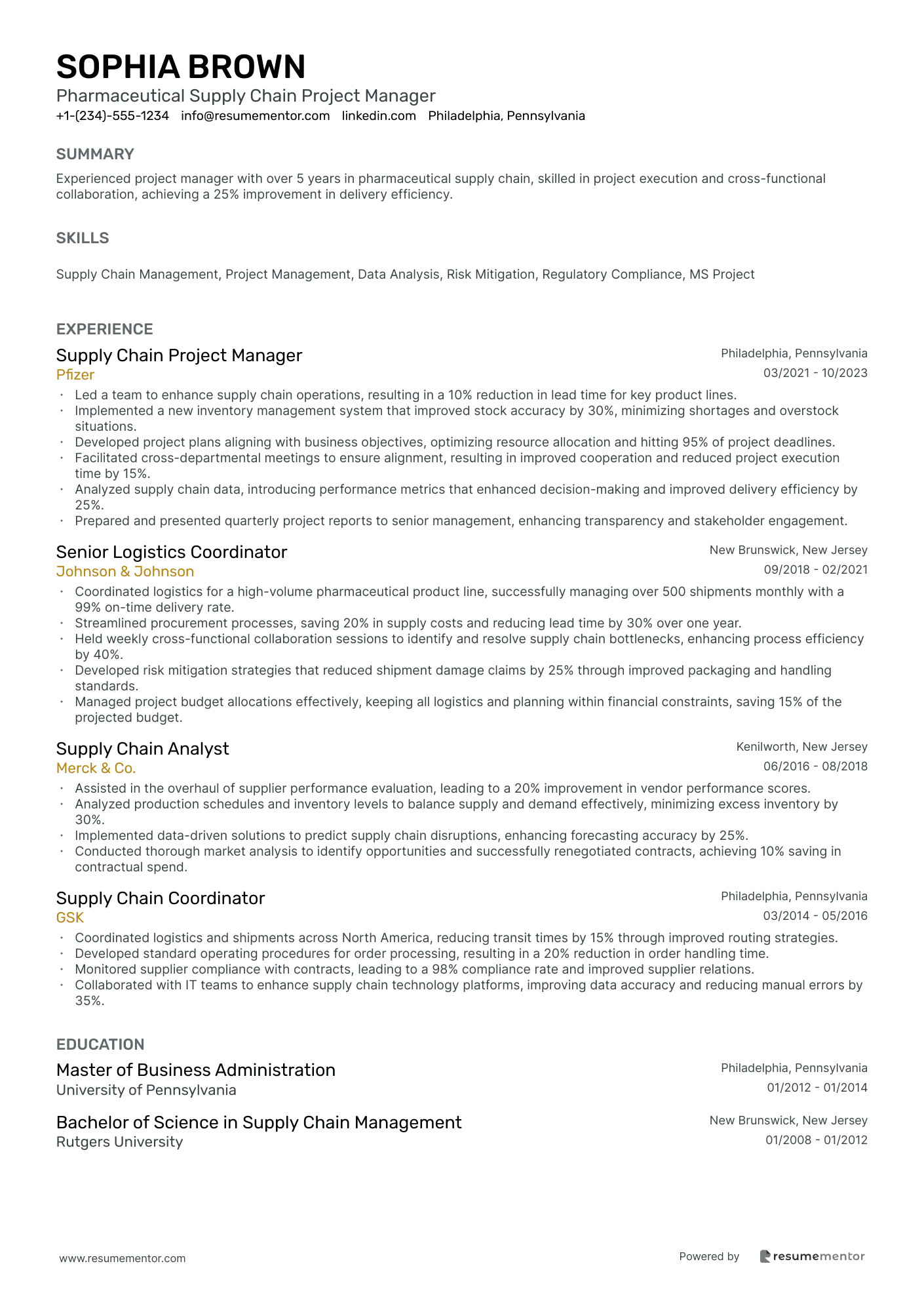 Pharmaceutical Supply Chain Project Manager