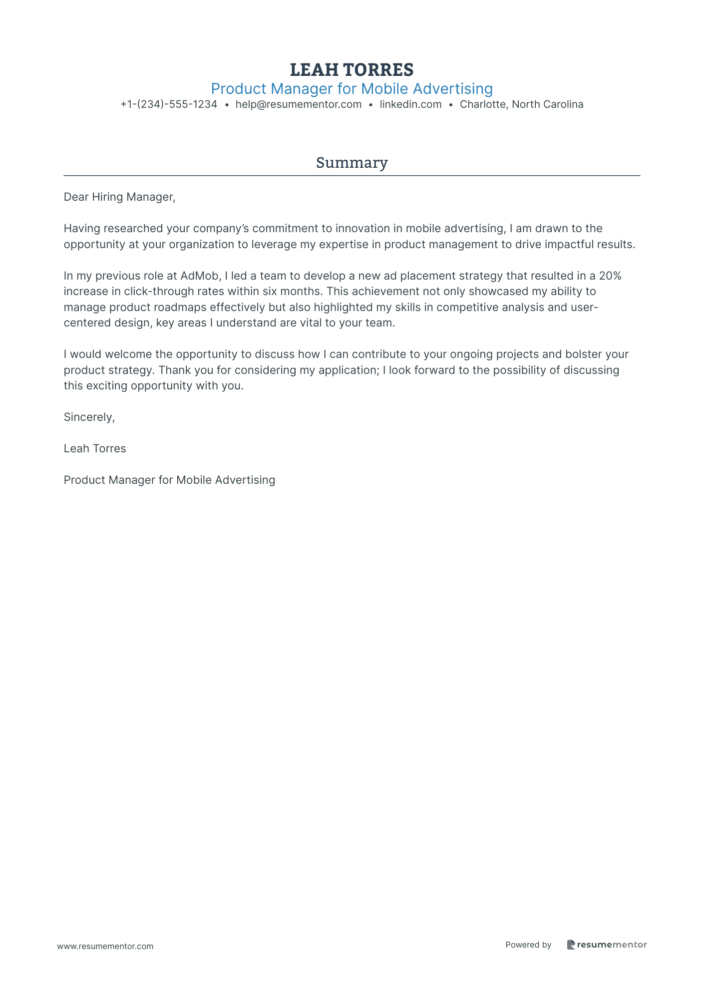 Product Manager for Mobile Advertising