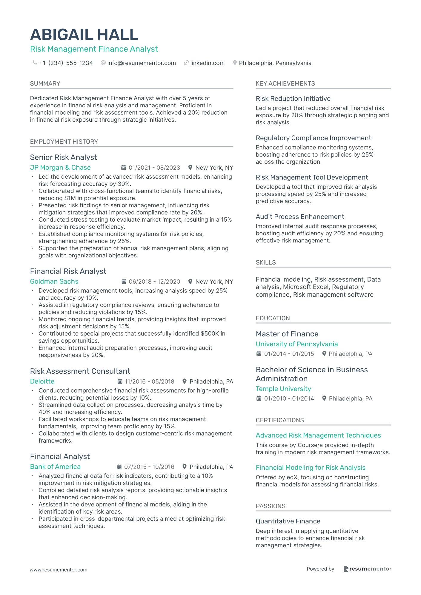 Risk Management Finance Analyst