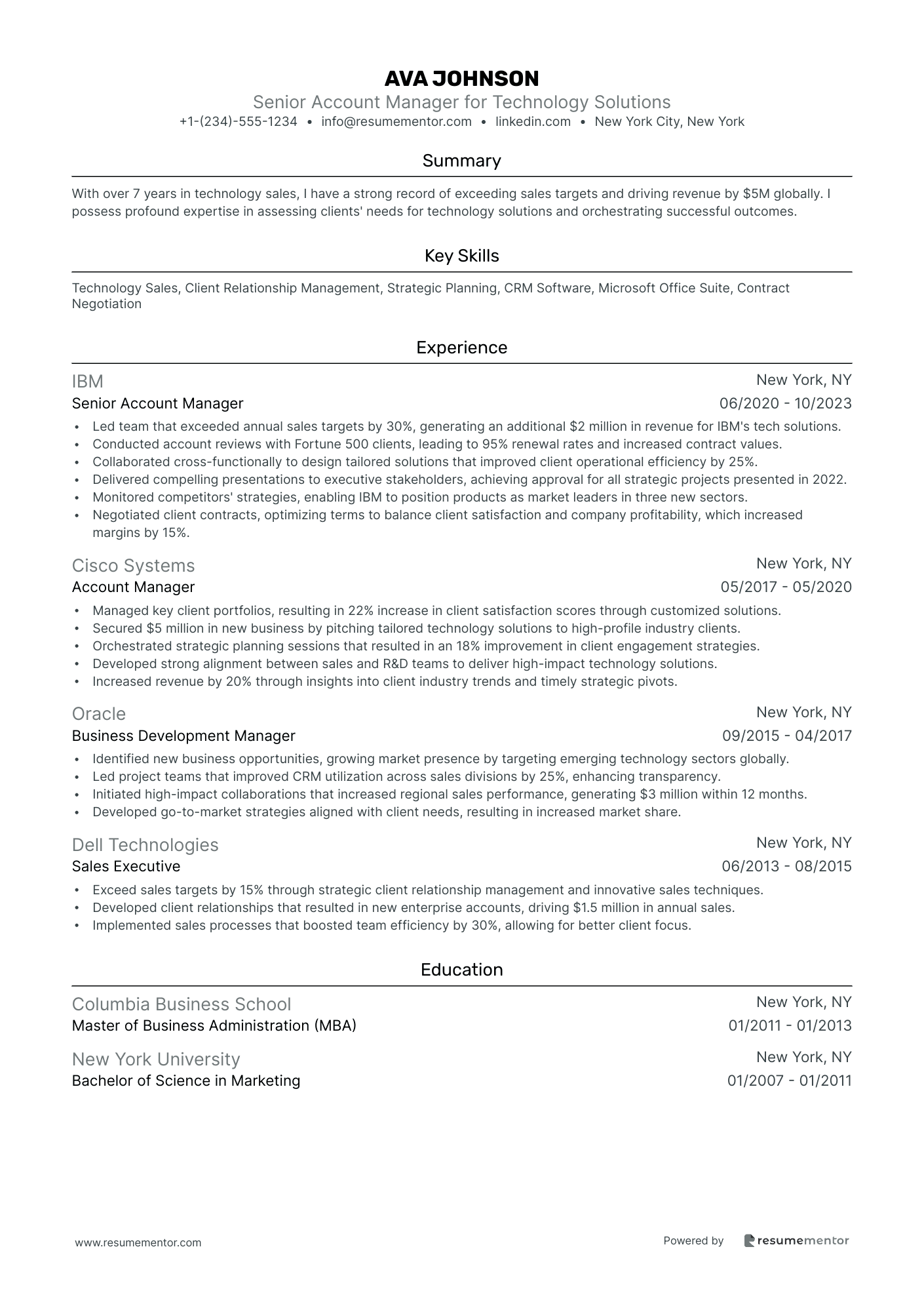 Senior Account Manager for Technology Solutions